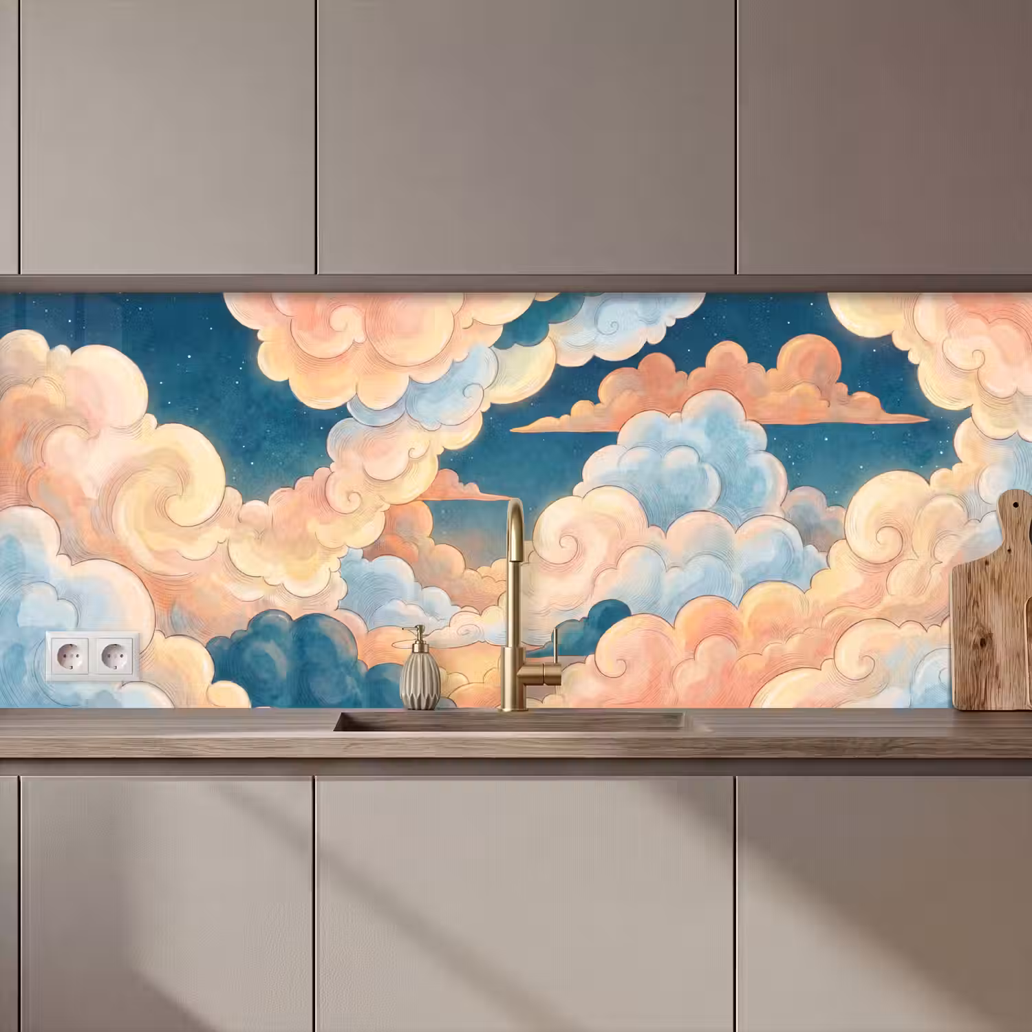 Wolk - Lucht - Natuur - Illustratief - Oranje keuken achterwand 2 middel zz_3dshopping