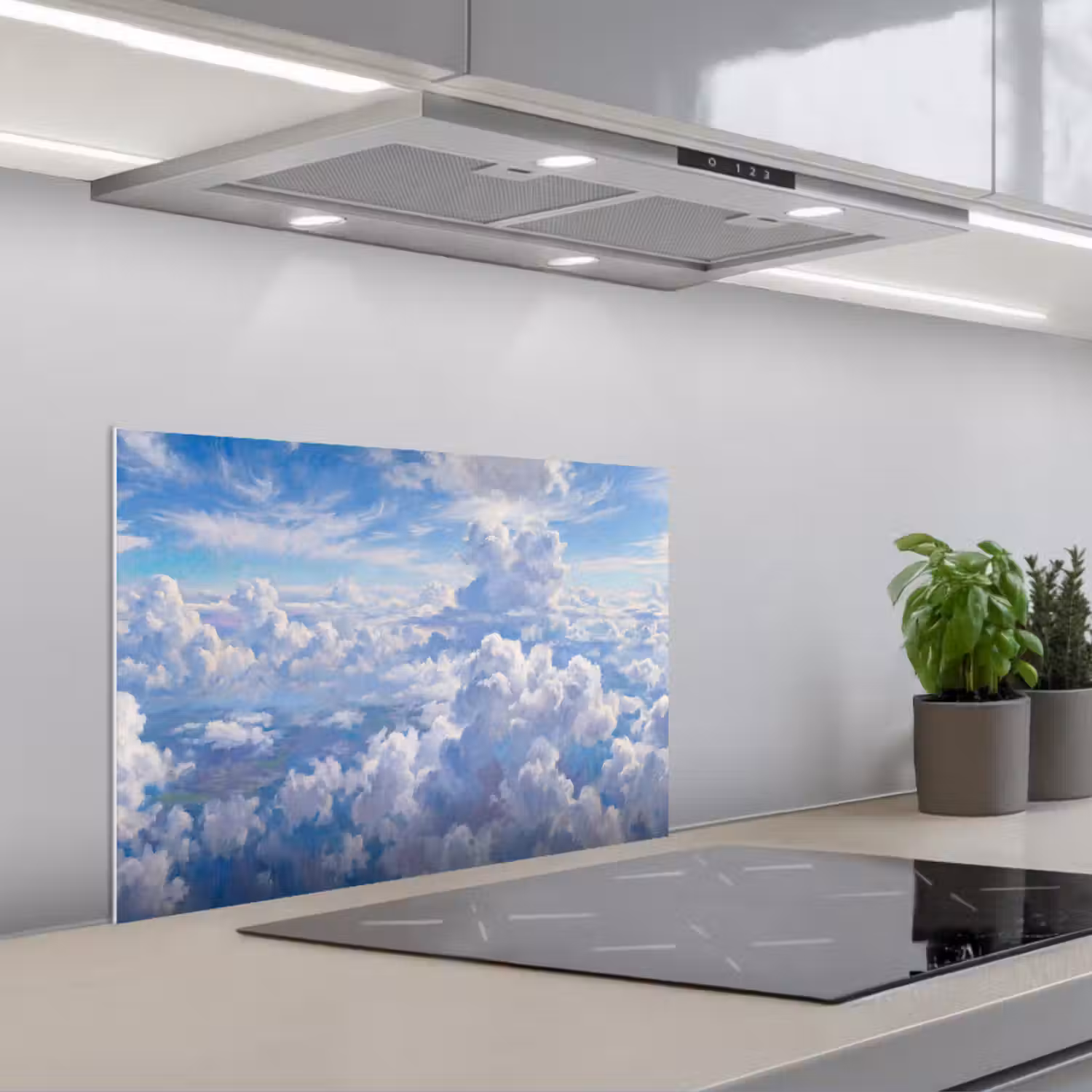 Wolken - Lucht - Natuur - Abstract - Blauw keuken achterwand spatscherm klein -3d_schuin