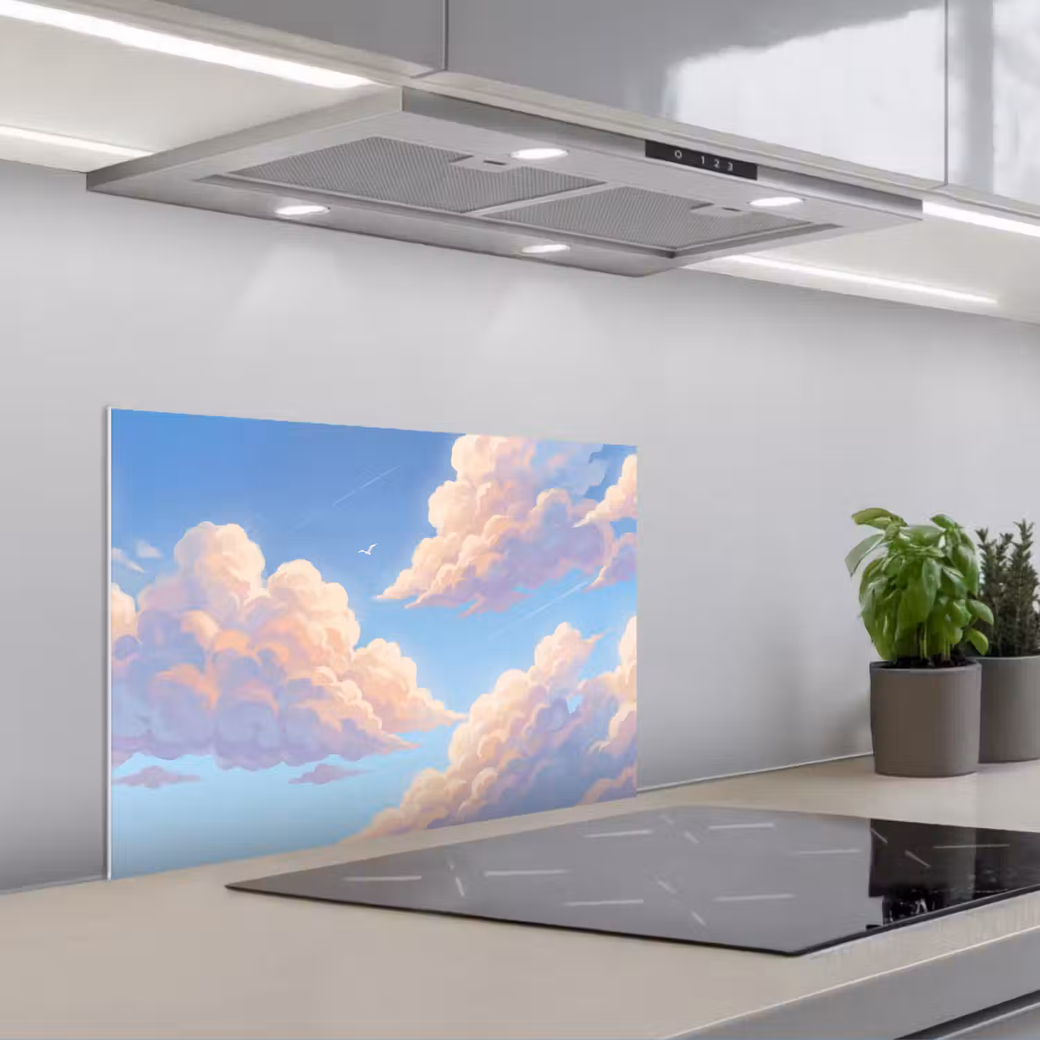 Wolken - Lucht - Natuur - Blauw keuken achterwand spatscherm klein -3d_schuin