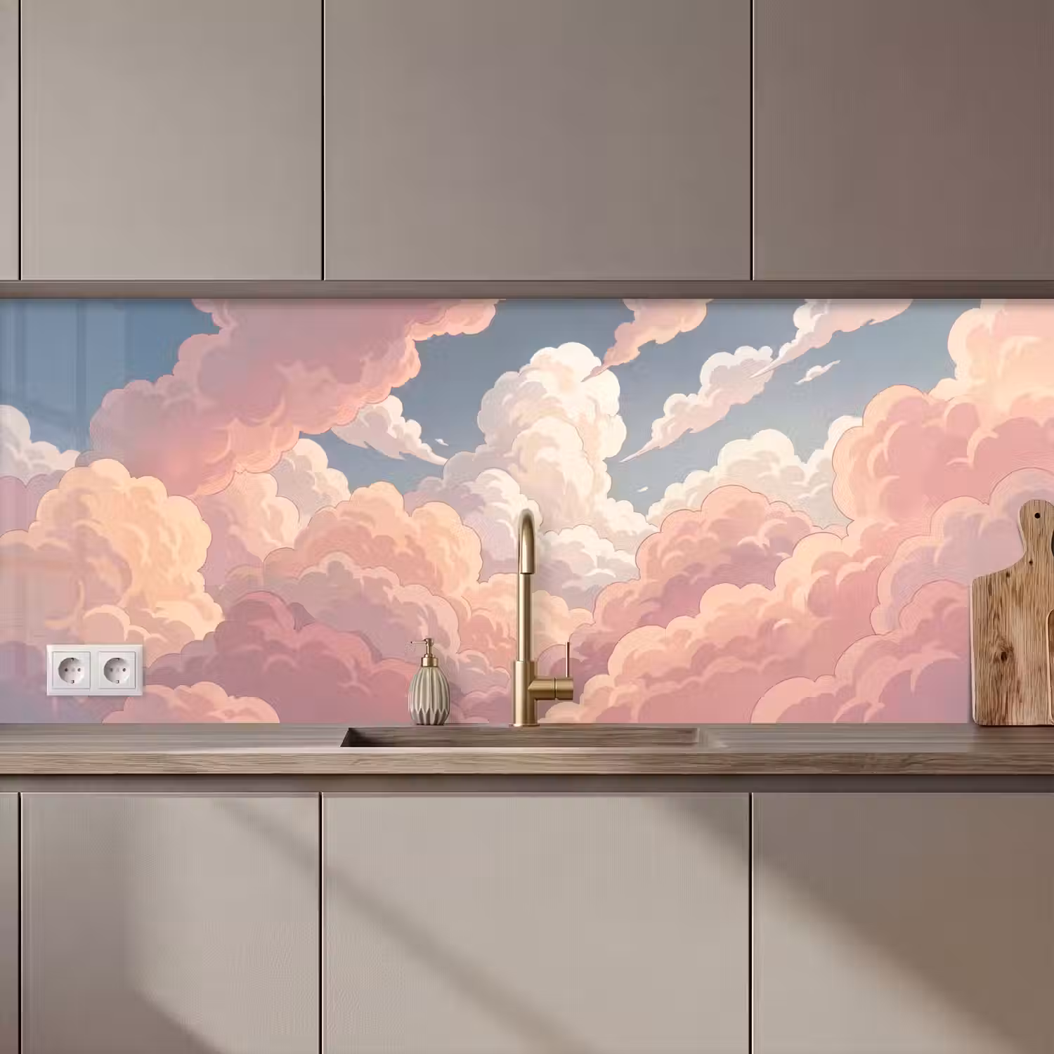 Wolken - Lucht - Natuur - Pastel - Roze keuken achterwand 2 middel zz_3dshopping