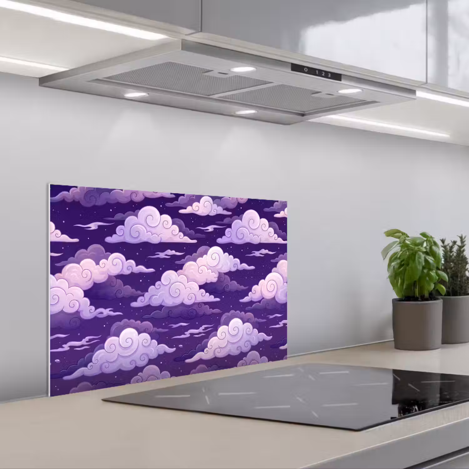Wolken - Nacht - Natuur - Abstract - Paars keuken achterwand spatscherm klein -3d_schuin