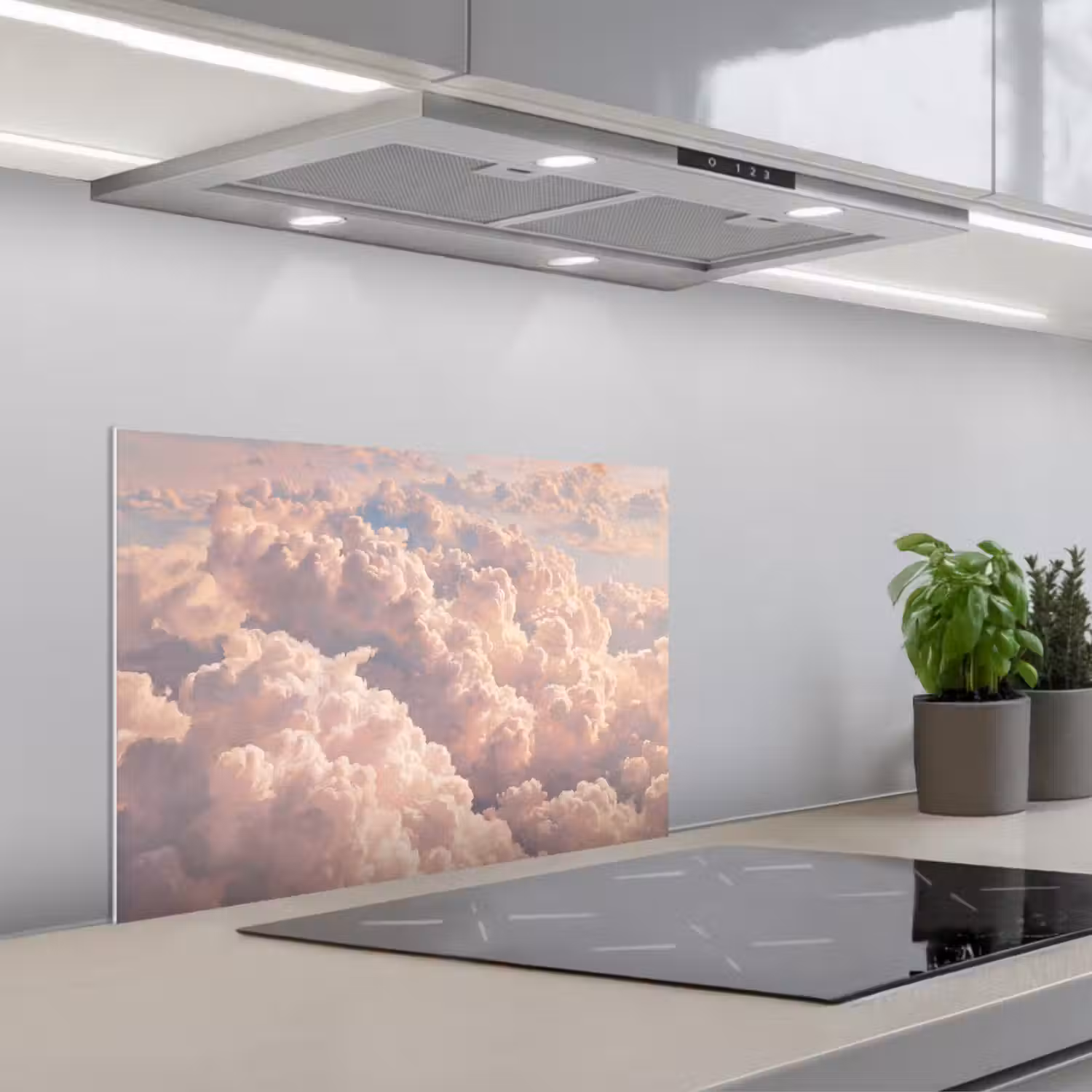 Wolken - Zonsondergang - Natuur - Pastel - Roze keuken achterwand spatscherm klein -3d_schuin