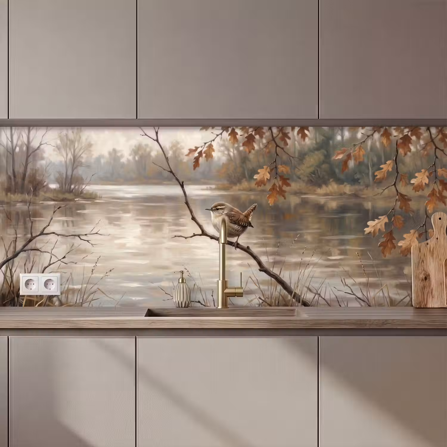 Winterkoninkje - Tak - Rivier - Natuur - Sfeervol keuken achterwand 2 middel zz_3dshopping
