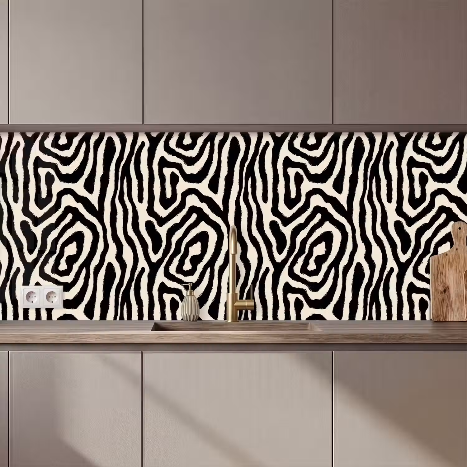 Zebra - Abstract - Zwart keuken achterwand 2 middel 871 zz_3dshopping