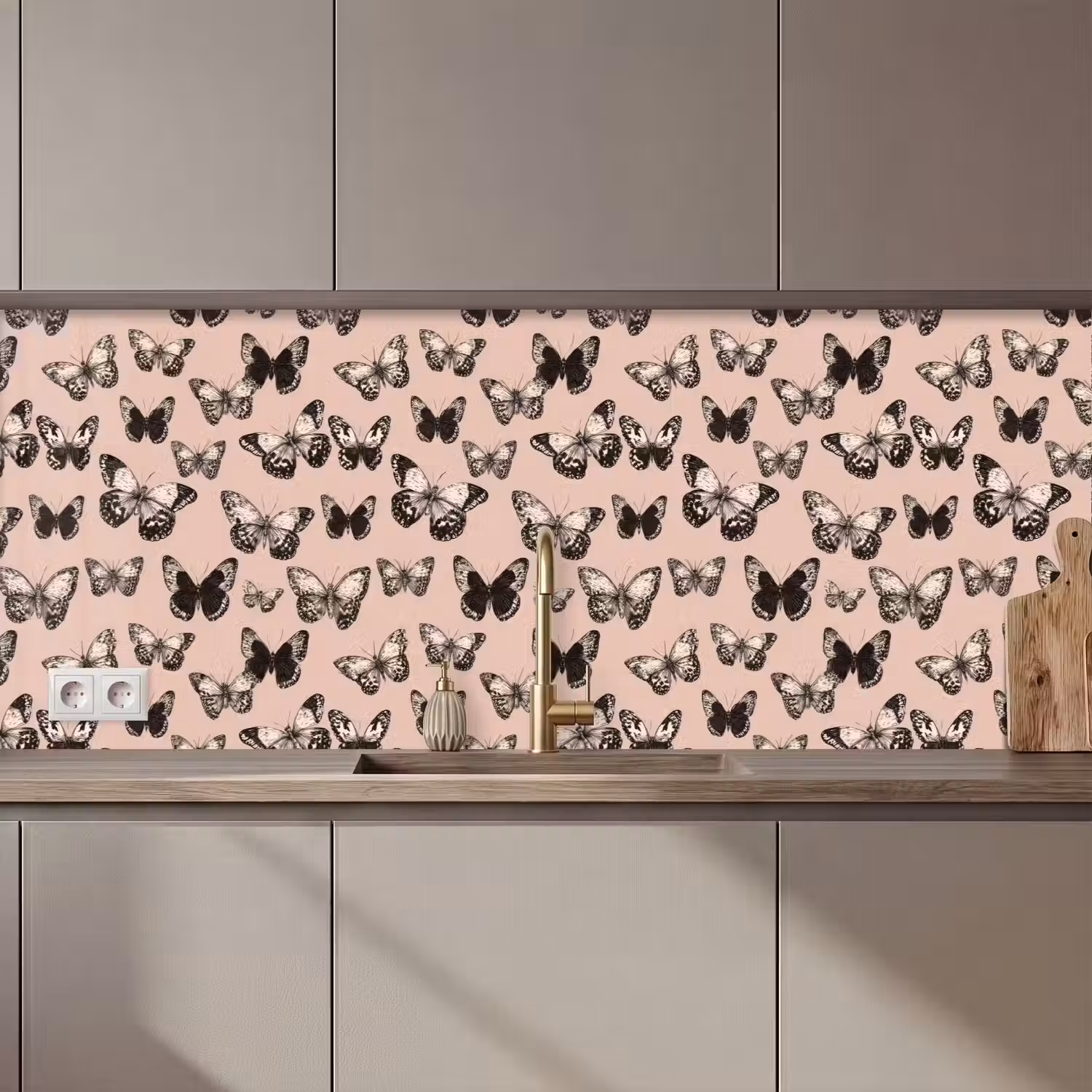 Tijdloos - Vlinders - Perzik keuken achterwand 2 middel 871 zz_3dshopping