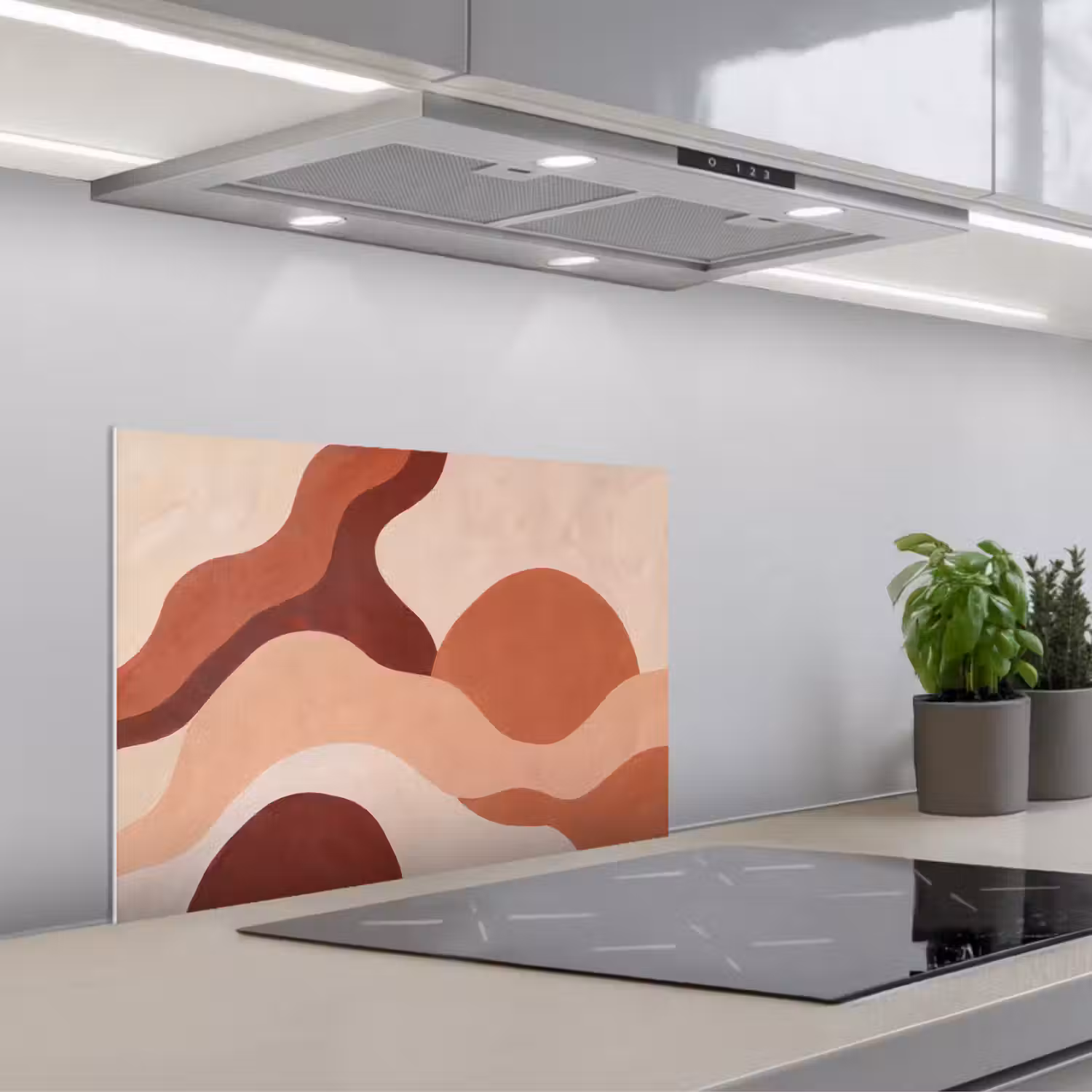 Abstract - Vormen - Organisch - Aardetinten - Modern keuken achterwand spatscherm klein -3d_schuin