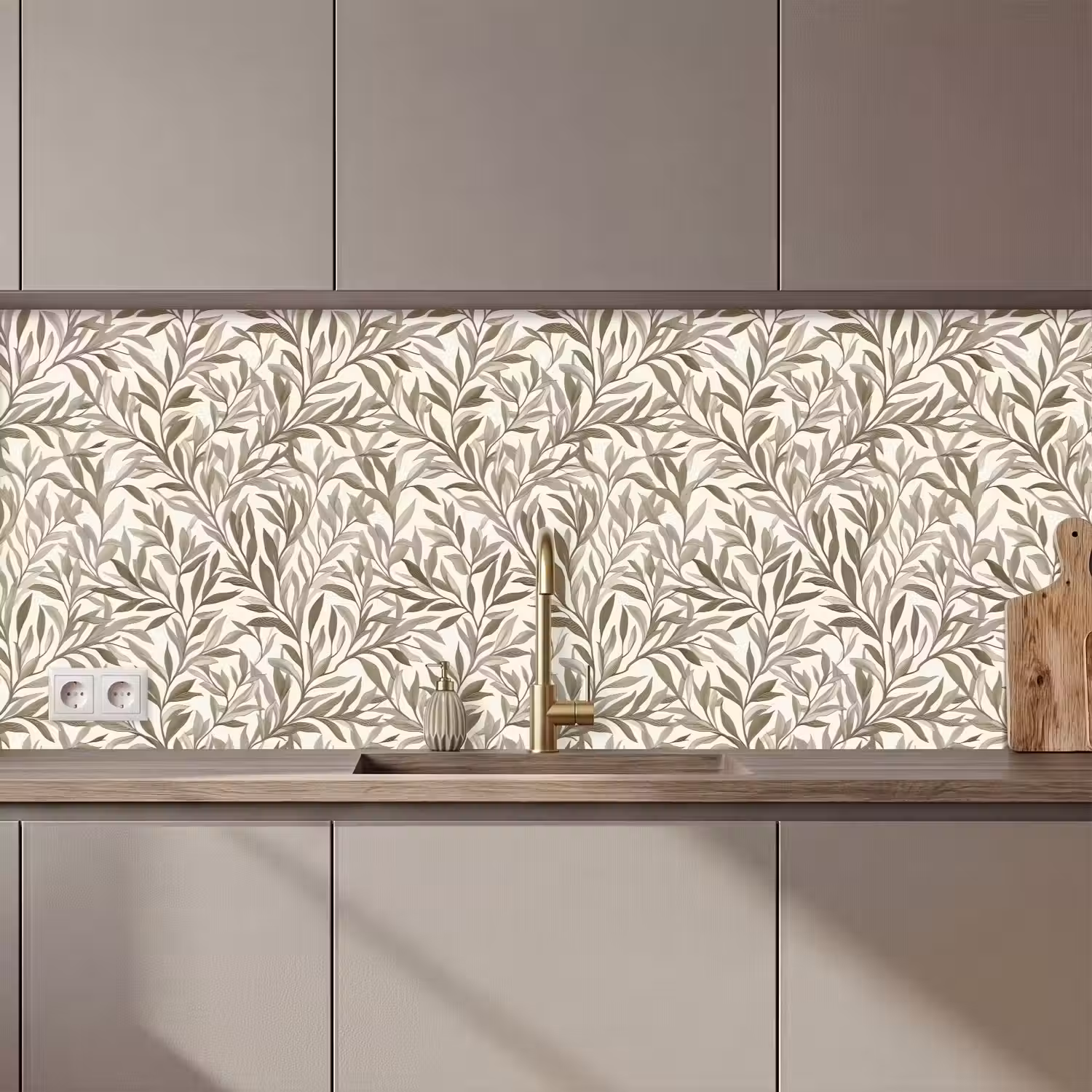 Takken - Botanisch - Taupe keuken achterwand 2 middel 871 zz_3dshopping