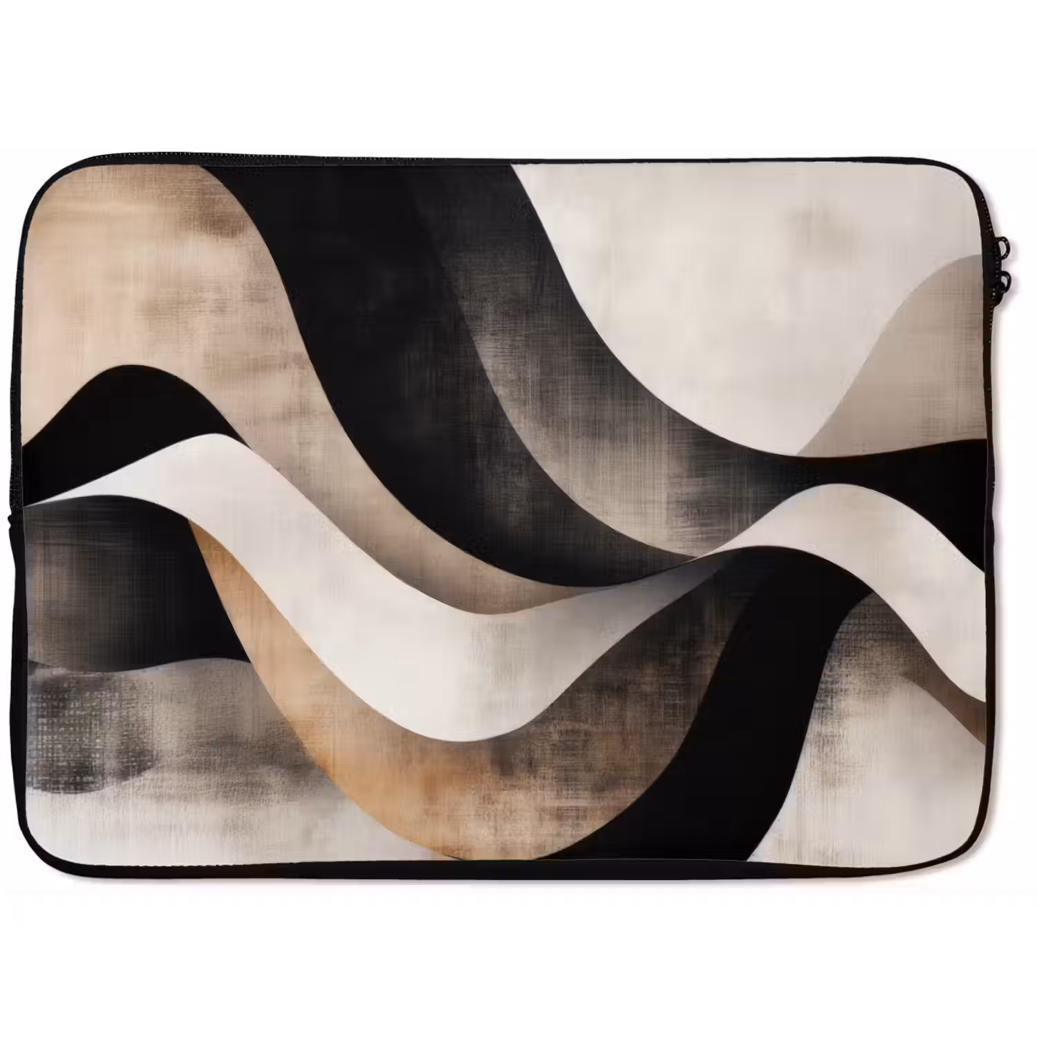 Abstract - Golven - Zwart - Verweerd laptophoes neopreen klein -zkaufland3dotto
