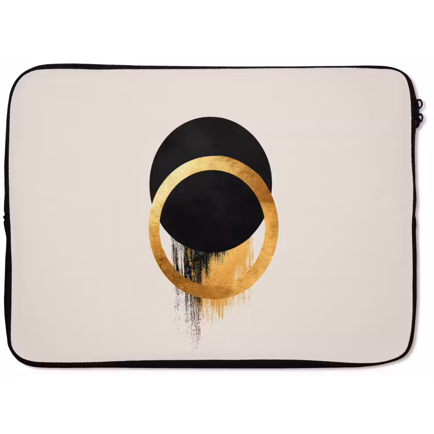 Abstract ontwerp - Zwarte cirkel - Verfvlekken laptophoes neopreen klein -zkaufland3dotto