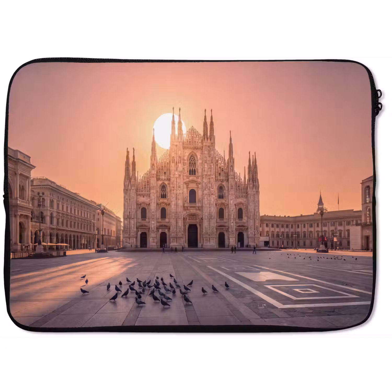 Architectuur - Milaan - Plein - Zonsopgang - Oranje laptophoes neopreen klein -zkaufland3dotto