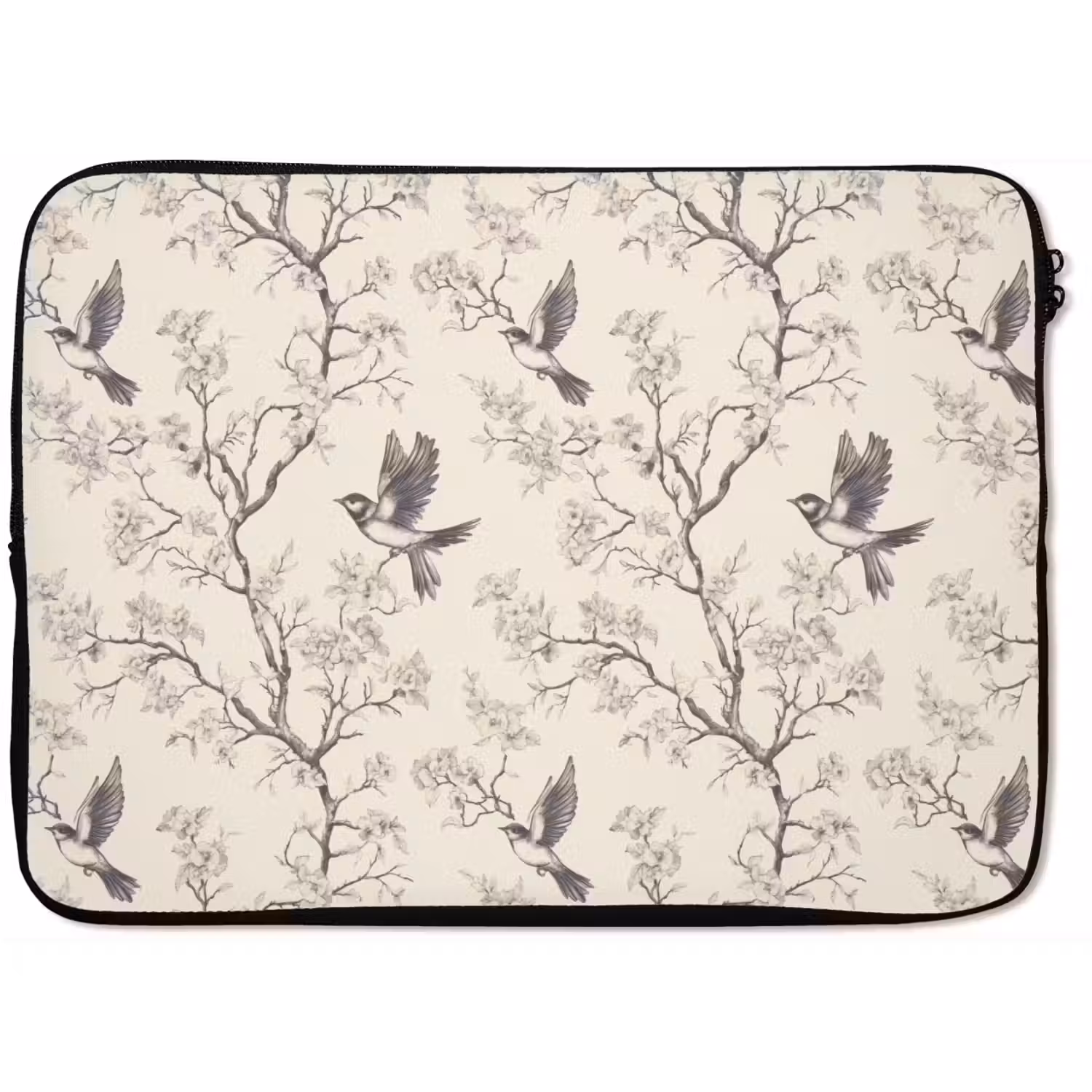 Takken - Vogels - Beige laptophoes neopreen klein 279 -zkaufland3dotto
