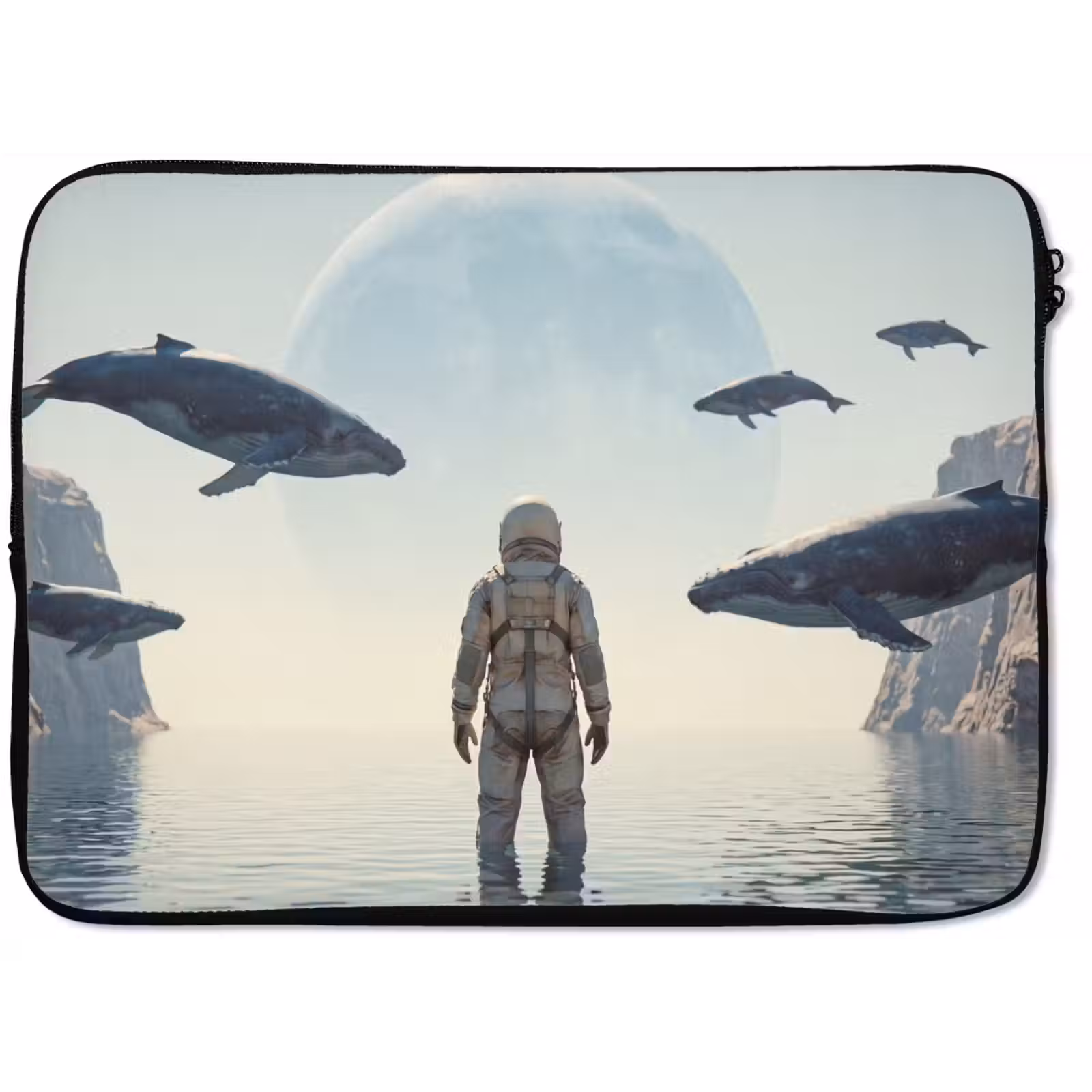 Laptop hülle - Astronaut – Wal – Fantasie - Ruimtevaarder - Walvis - Fantasie laptophoes neopreen klein