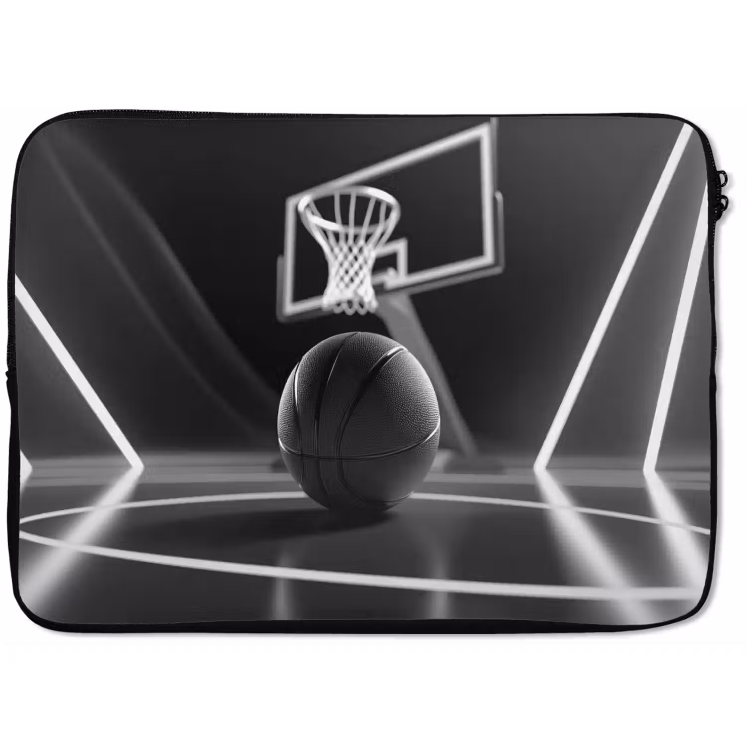 Basketbal - Basketbalveld - Lichtlijnen laptophoes neopreen klein -zkaufland3dotto
