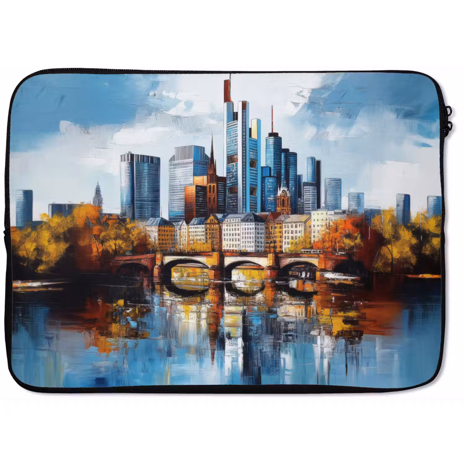 Bomen Frankfurt- Stad - Skyline - Brug laptophoes neopreen klein -zkaufland3dotto