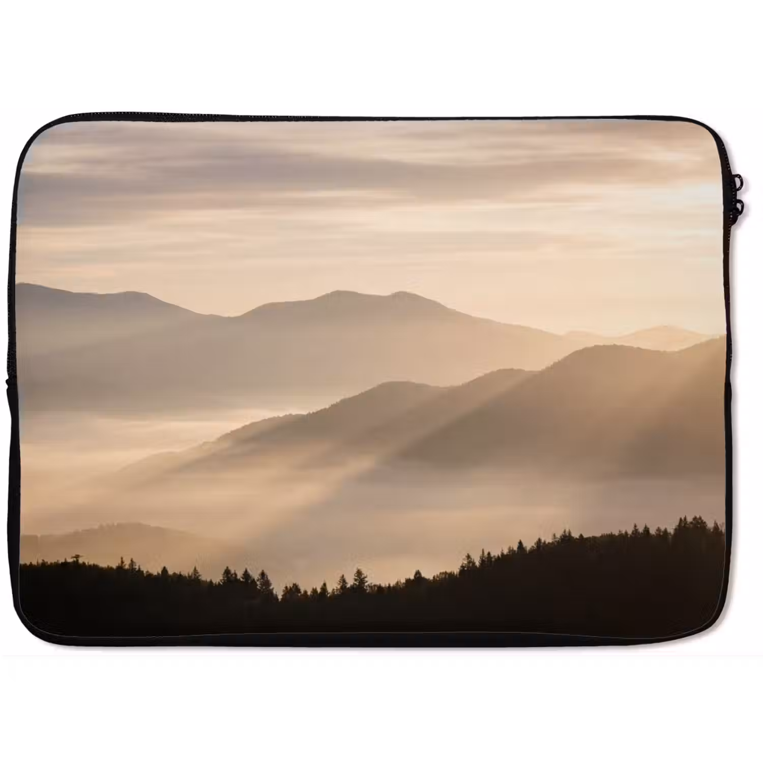 Bergen - Mist - Zonnestralen laptophoes neopreen klein -zkaufland3dotto