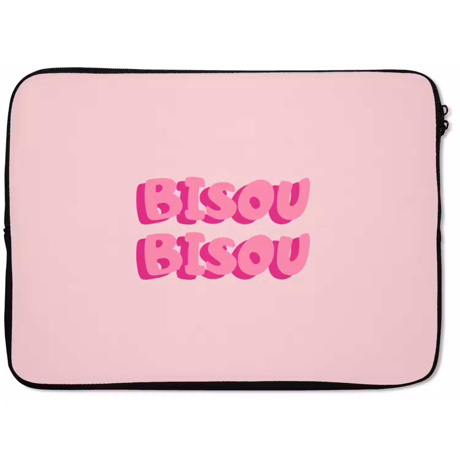 Bisou - Roze - Dikke letters laptophoes neopreen klein -zkaufland3dotto
