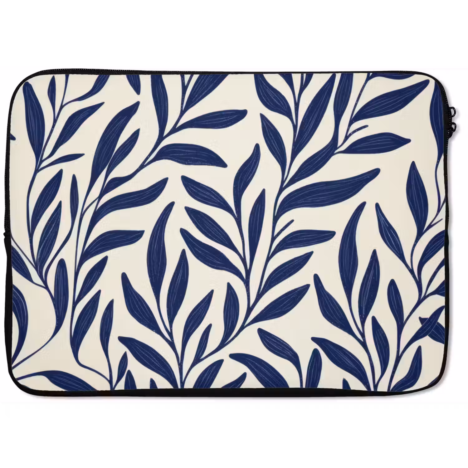Bladeren - Klimop - Donkerblauw laptophoes neopreen klein -zkaufland3dotto
