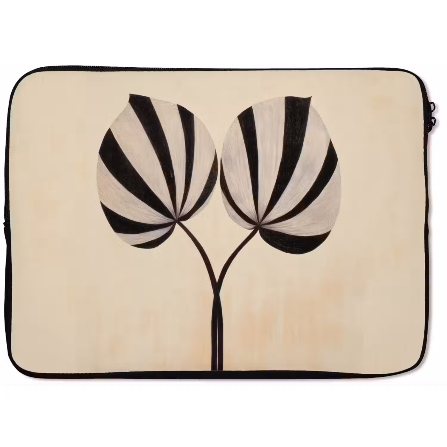 Bladeren - Gestreept - Stengel - Beige laptophoes neopreen klein -zkaufland3dotto