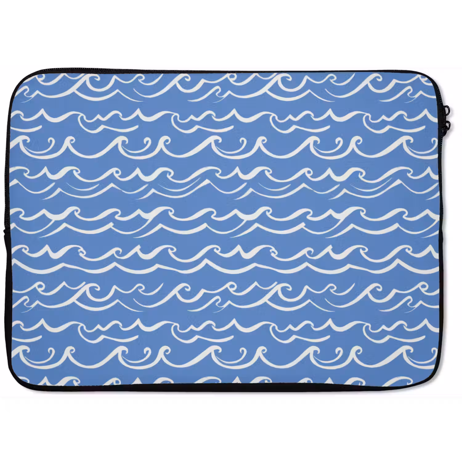 Blauw - Wit - Simpel - Getekend - Golven laptophoes neopreen klein 279 -zkaufland3dotto