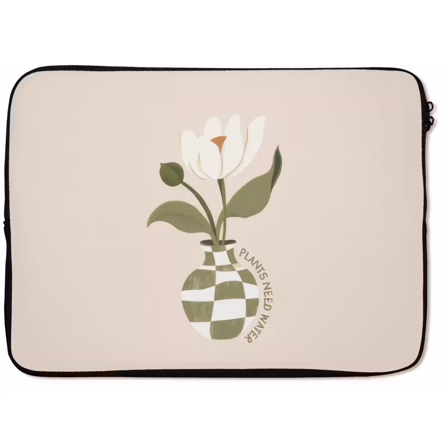 Bloem - Wit - Vaas - Quote laptophoes neopreen klein -zkaufland3dotto