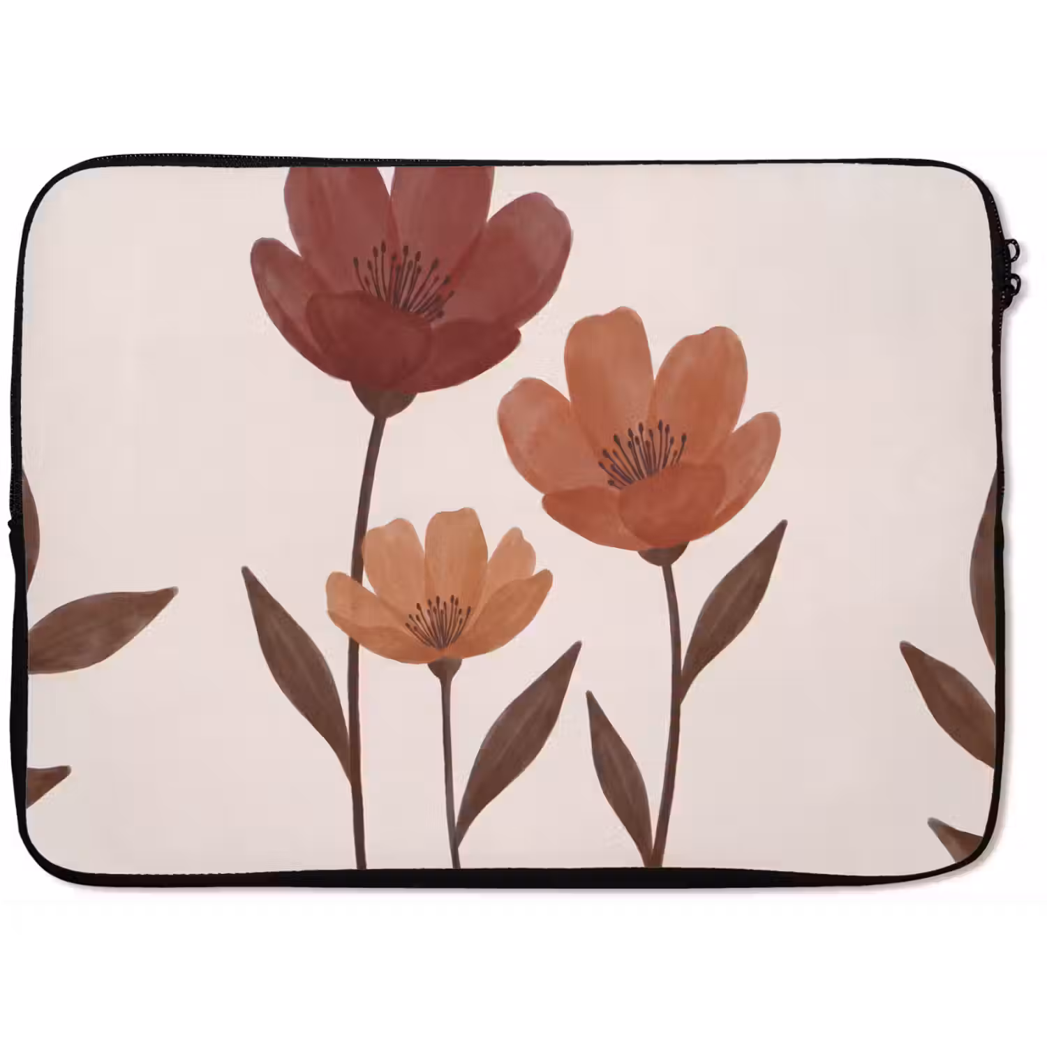 Bloemen - Abstract - Modern - Bruin - Decoratief laptophoes neopreen klein -zkaufland3dotto