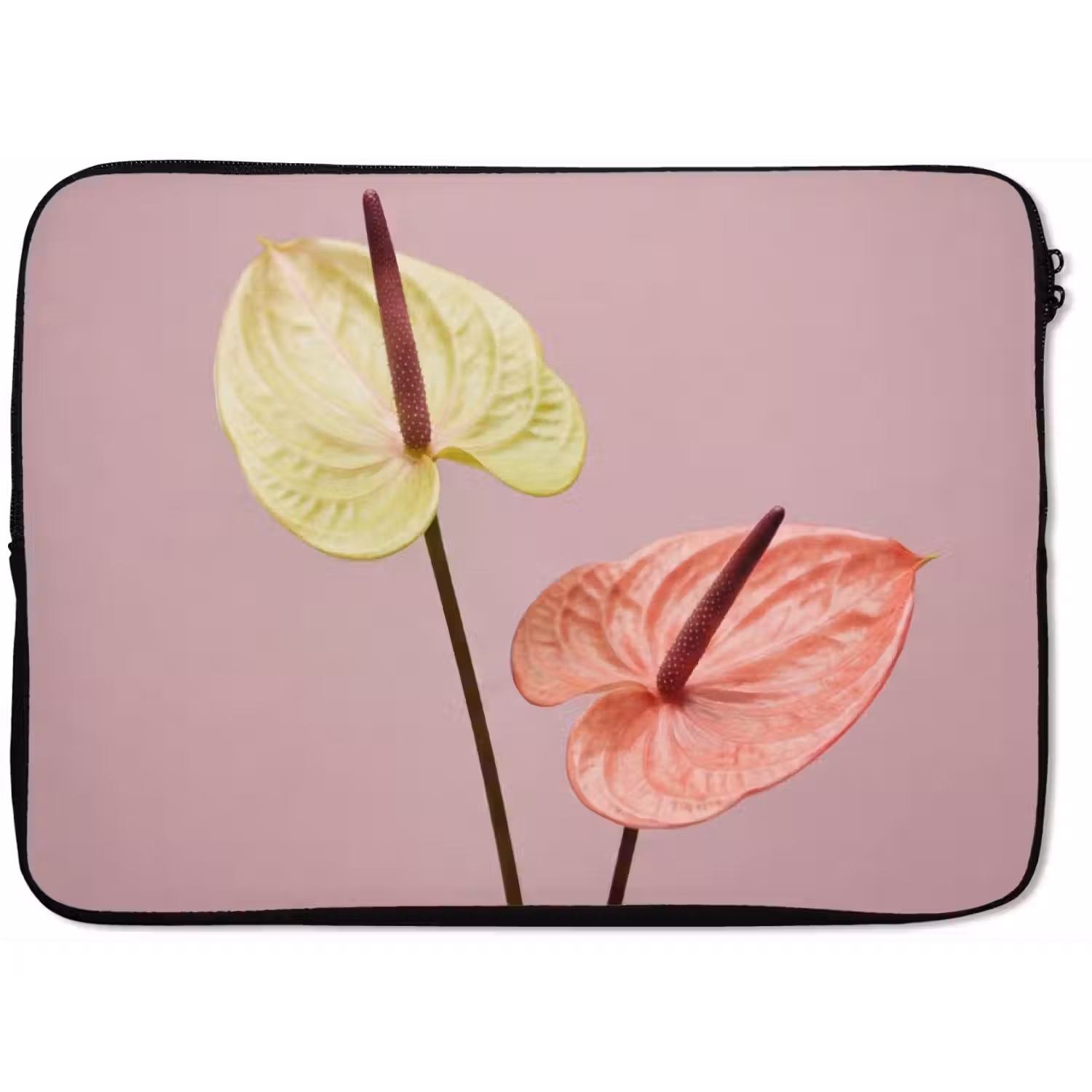 Bloemen - Anthuriums - Geel - Roze laptophoes neopreen klein -zkaufland3dotto