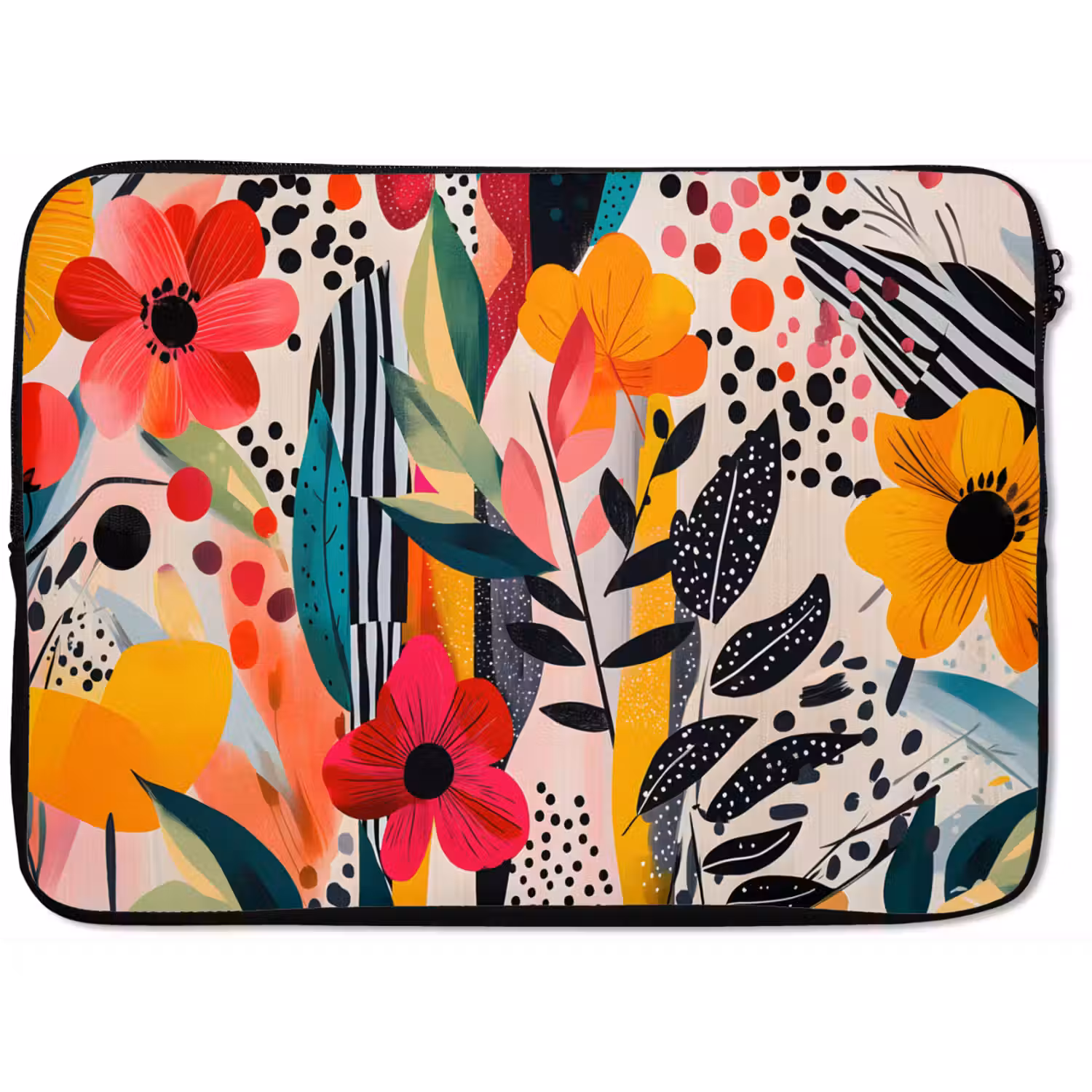 Bloemen - Bladeren - Abstract - Kleurrijk laptophoes neopreen klein -zkaufland3dotto