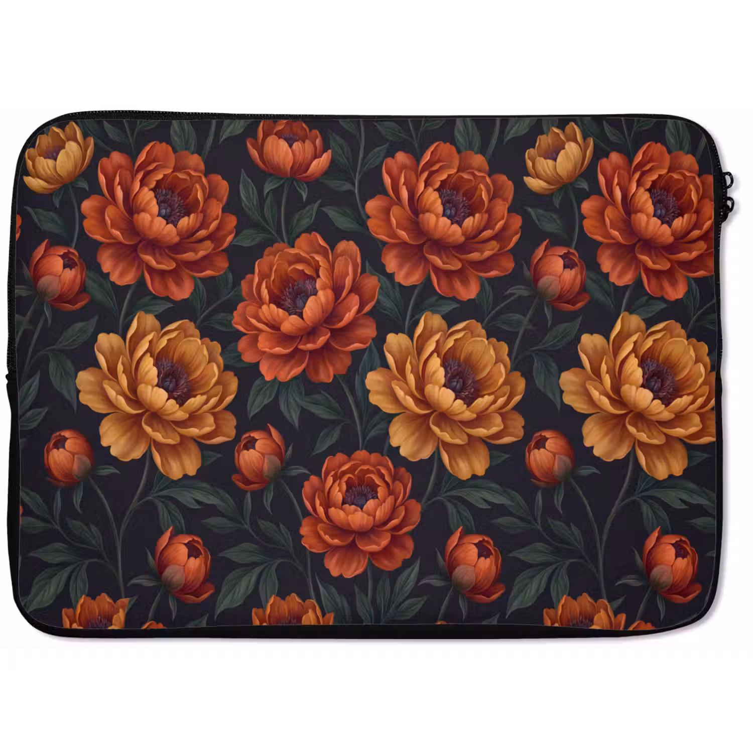 Bloemen - Bladeren - Natuur - Modern - Oranje laptophoes neopreen klein -zkaufland3dotto