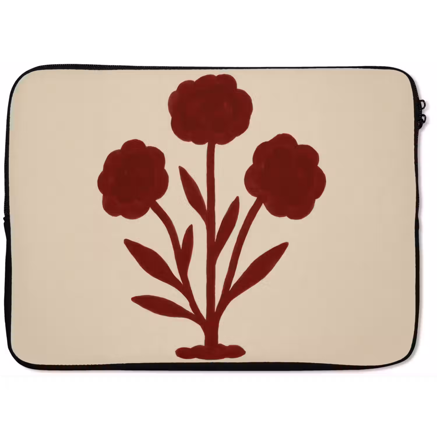 Bloemen - Bladeren - Rood - Minimalistisch laptophoes neopreen klein -zkaufland3dotto
