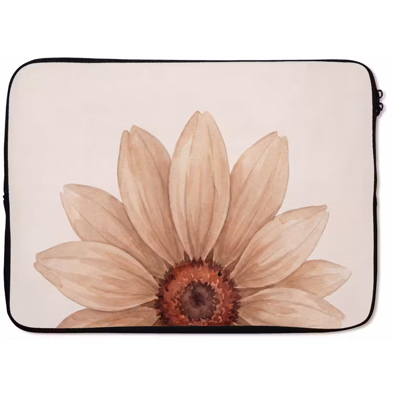Bloemen - Bloemblad - Natuur - Aquarel - Beige laptophoes neopreen klein -zkaufland3dotto
