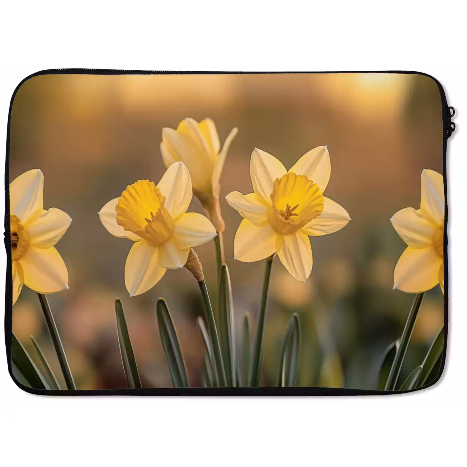 Bloemen - Geel - Wazig laptophoes neopreen klein -zkaufland3dotto