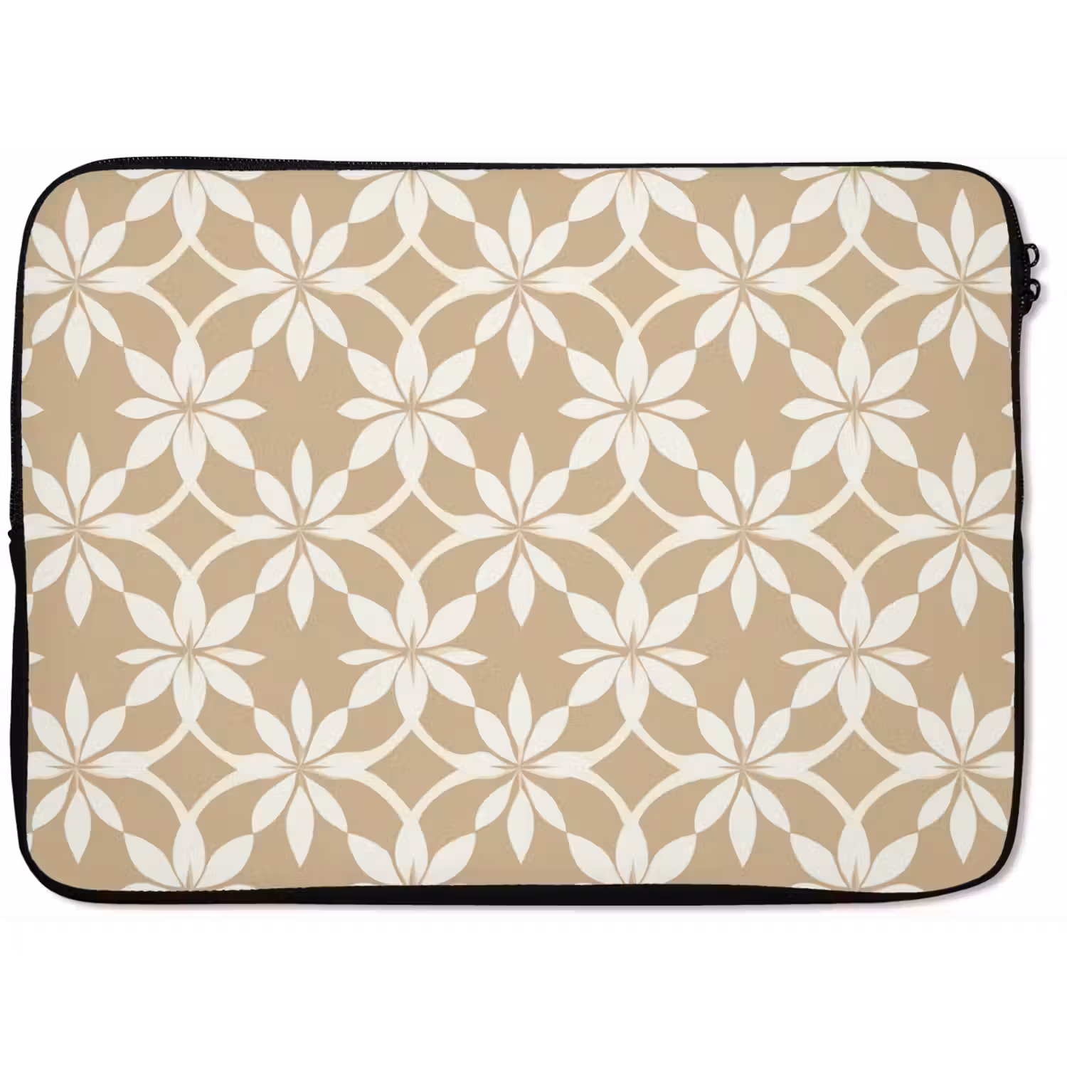 Bloemen - Patroon - Beige laptophoes neopreen klein 279 -zkaufland3dotto