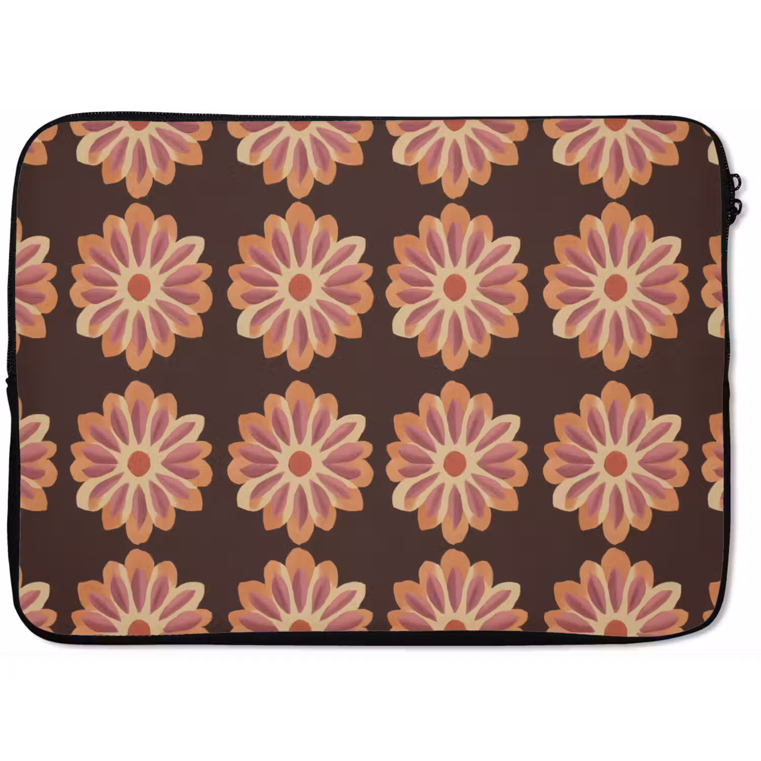 Bloemen - Patroon - Bruin laptophoes neopreen klein 279 -zkaufland3dotto