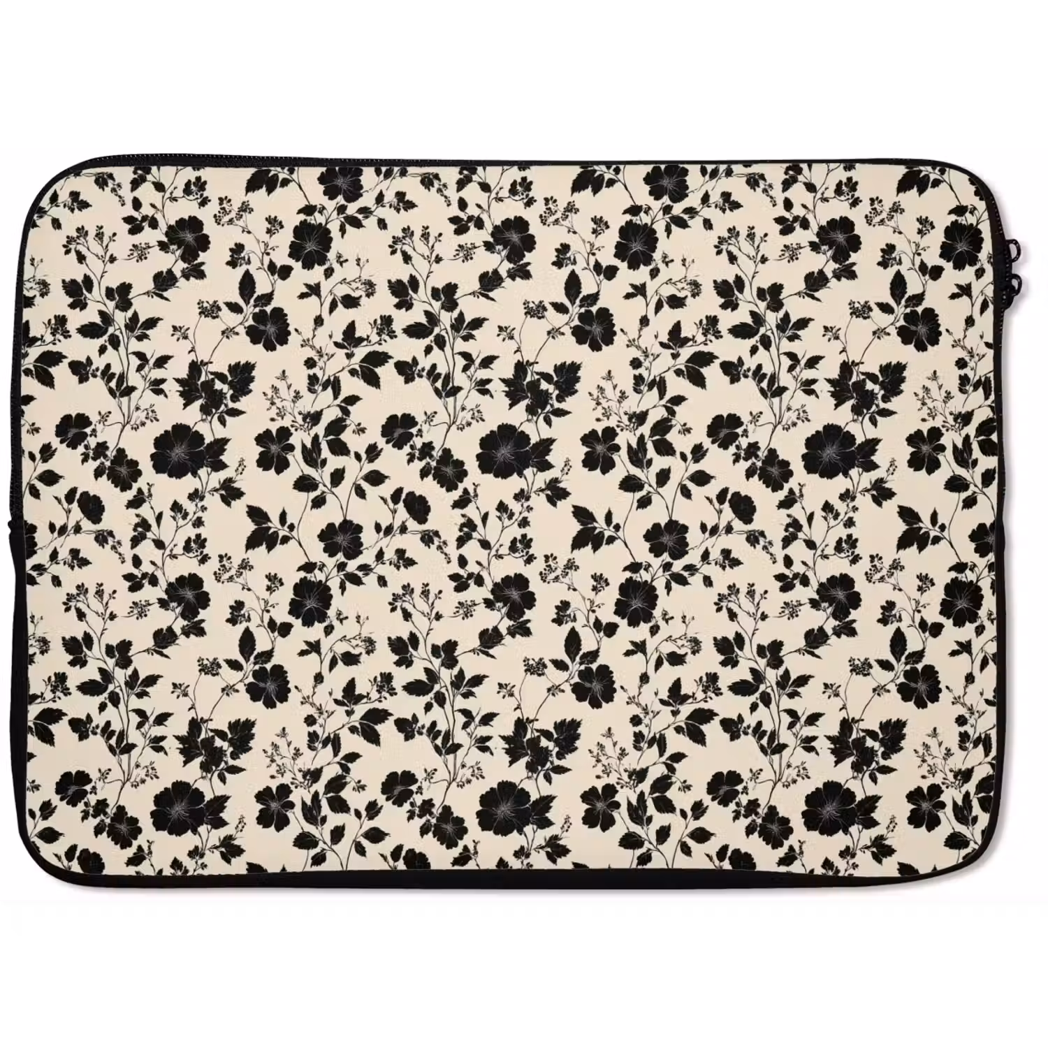 Bloemen - Dessin - Zwart laptophoes neopreen klein 279 -zkaufland3dotto