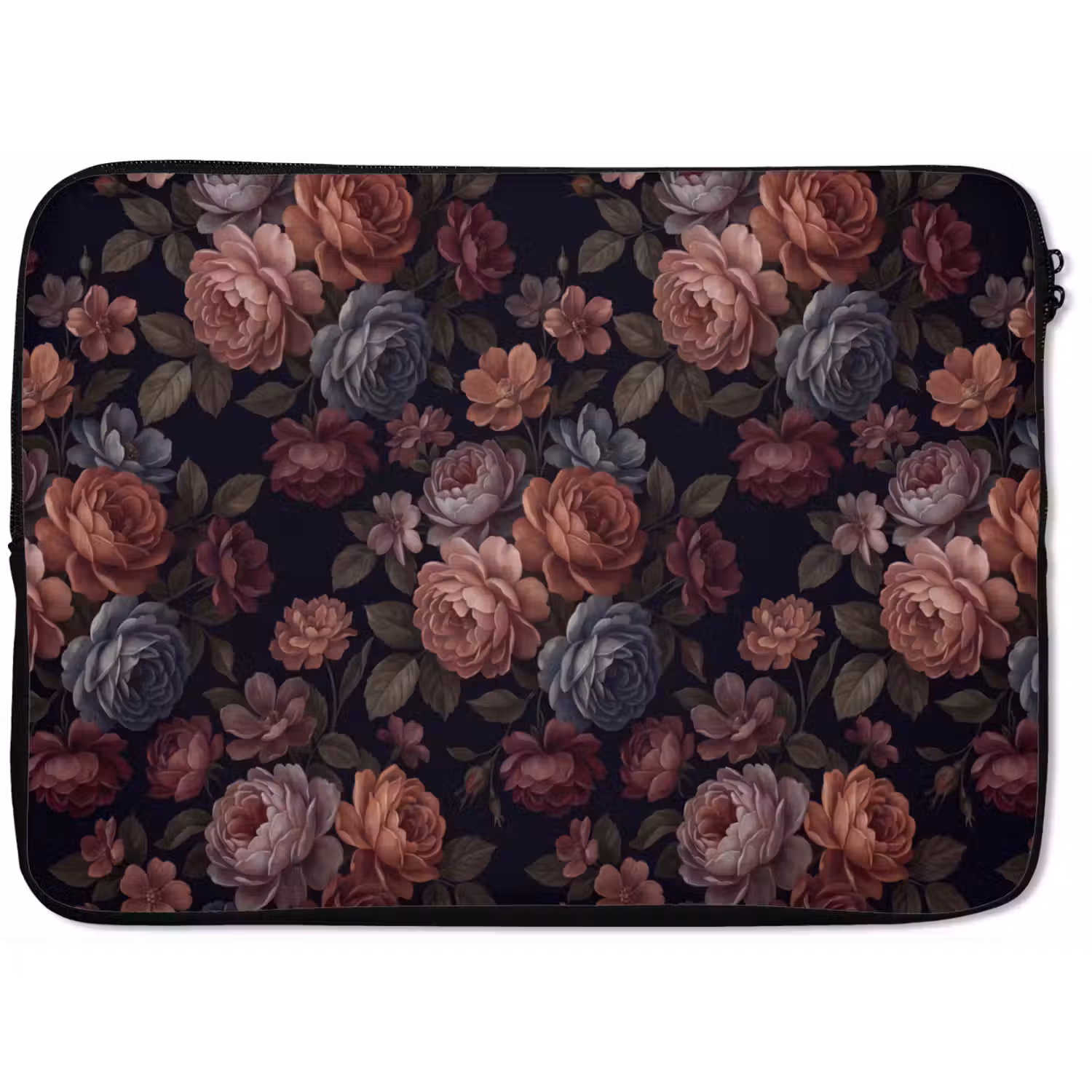 Bloemen - Patroon - Vintage - Donker - Roze laptophoes neopreen klein -zkaufland3dotto
