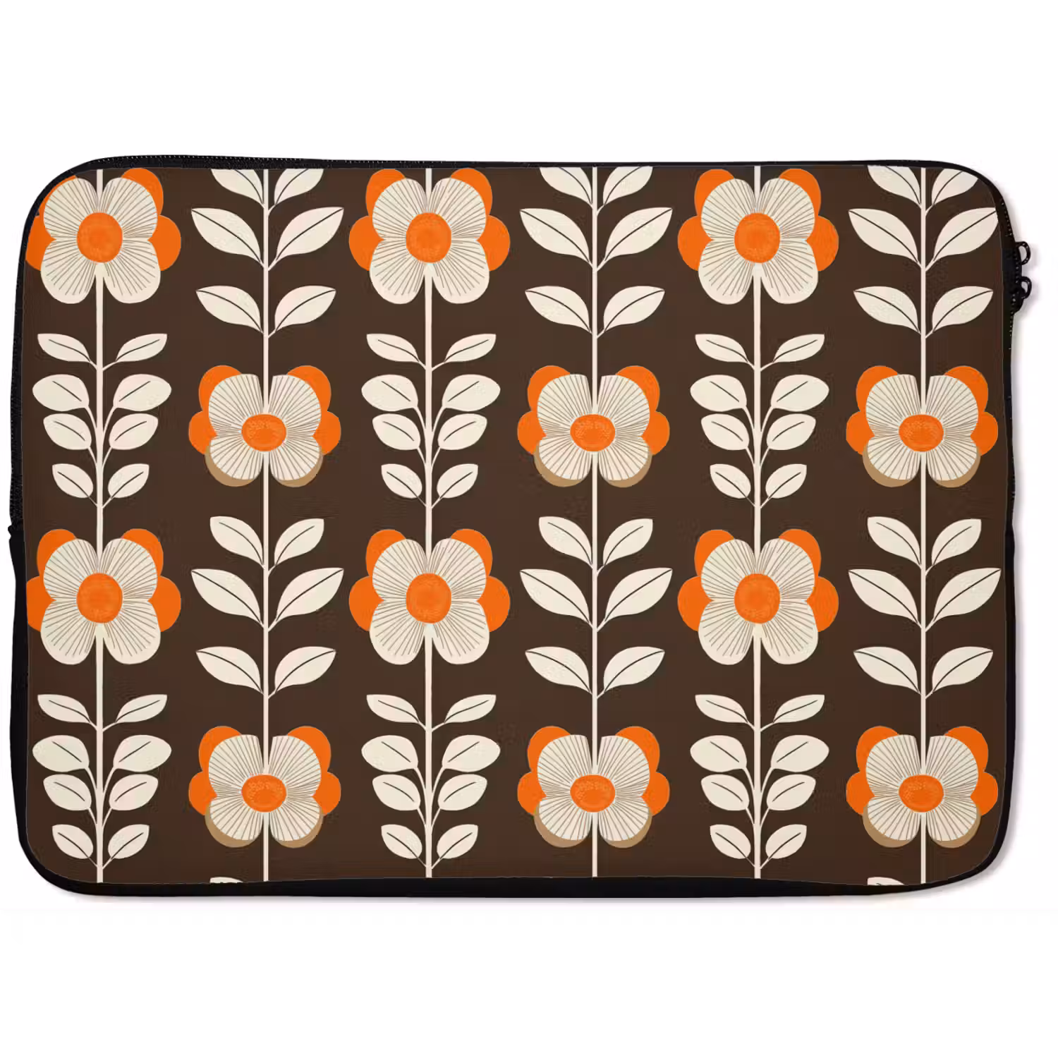 Bloemen - Retro - Bruin laptophoes neopreen klein 279 -zkaufland3dotto