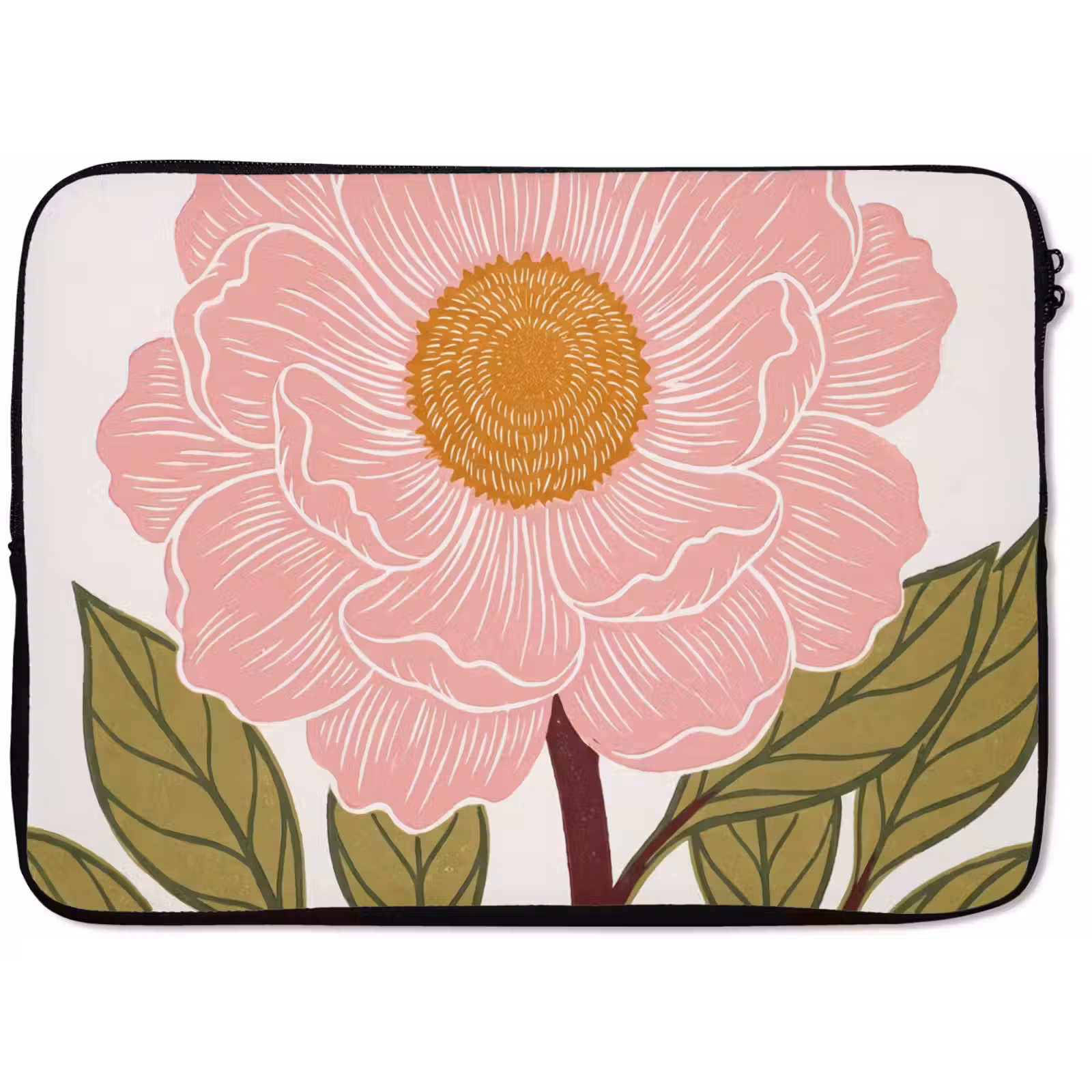 Laptop hülle - Blumen – Rosa – Illustration - Bloemen - Roze - Illustratie laptophoes neopreen klein