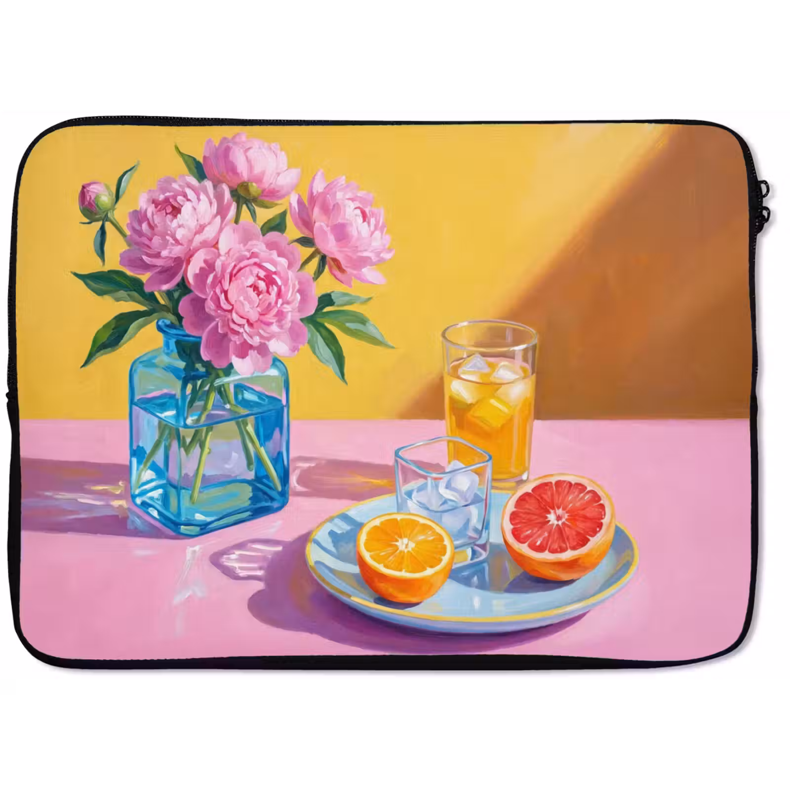 Laptop hülle - Blumen – Rosa – Modern - Bloemen - Roze - Modern laptophoes neopreen klein
