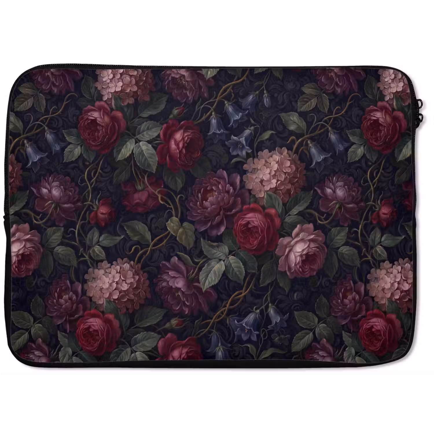 Bloemen - Rood - Klassiek - Donker - Patroon laptophoes neopreen klein -zkaufland3dotto