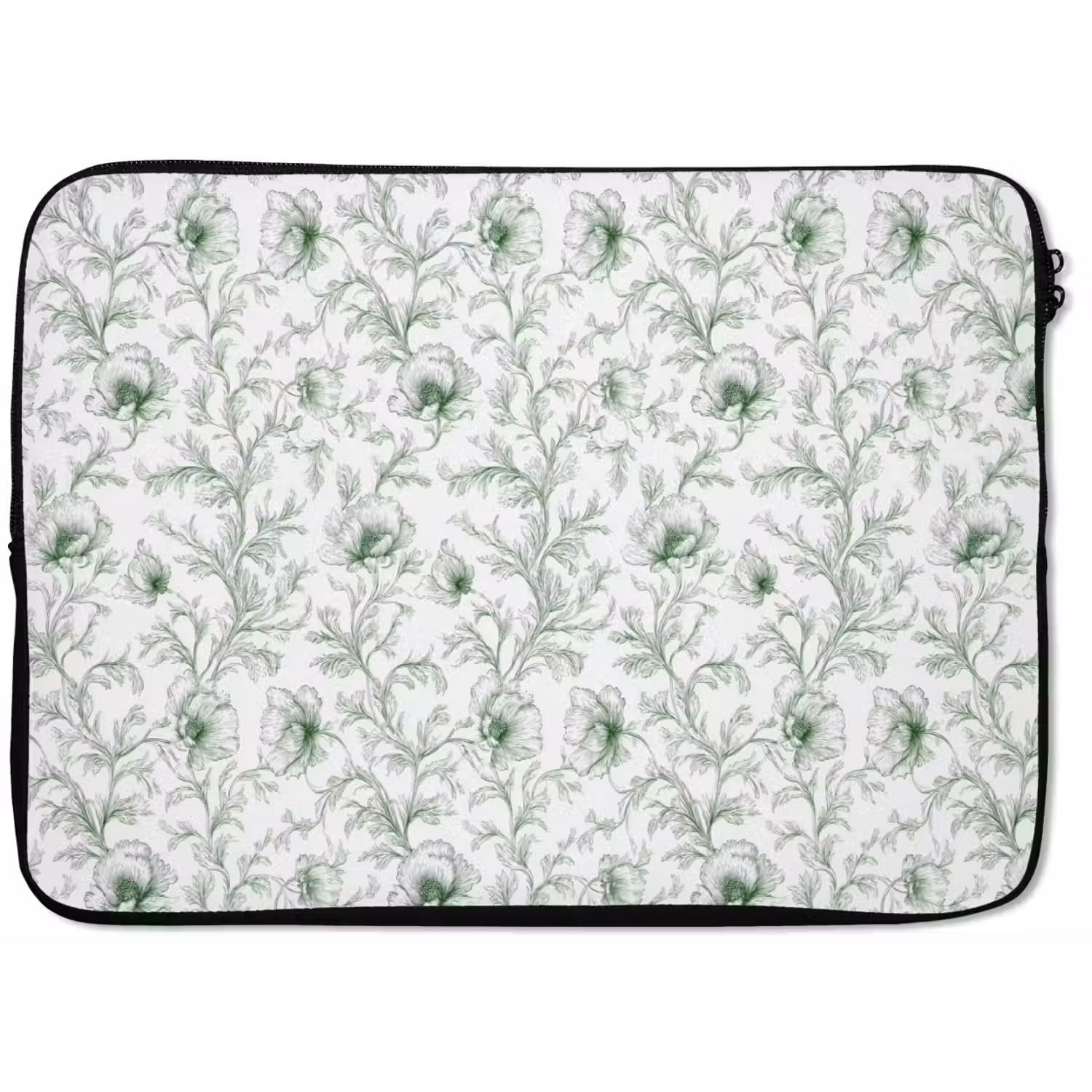 Bloemen - Getekend - Groen laptophoes neopreen klein 279 -zkaufland3dotto