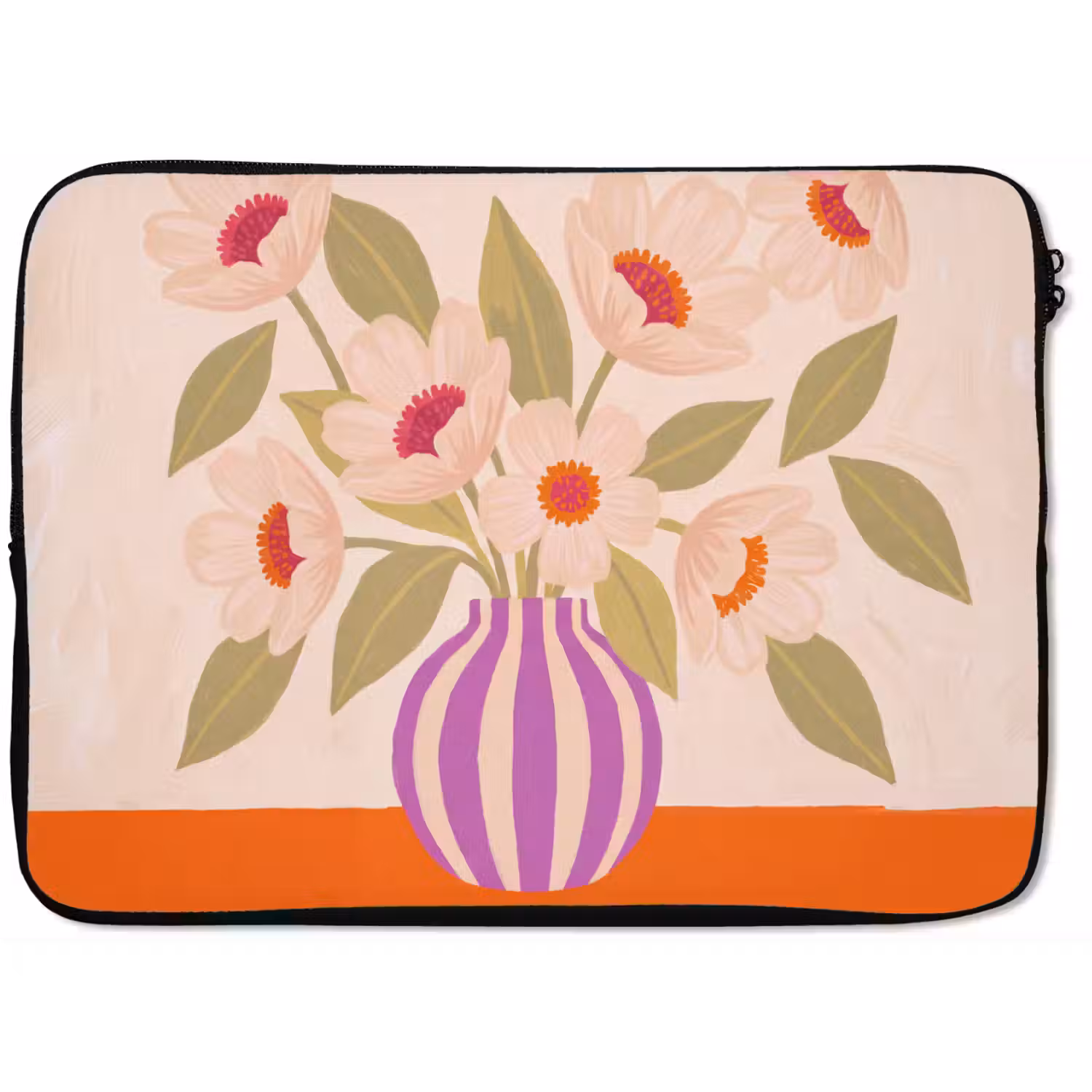 Bloemen - Vaas - Abstract - Paars - Oranje laptophoes neopreen klein -zkaufland3dotto