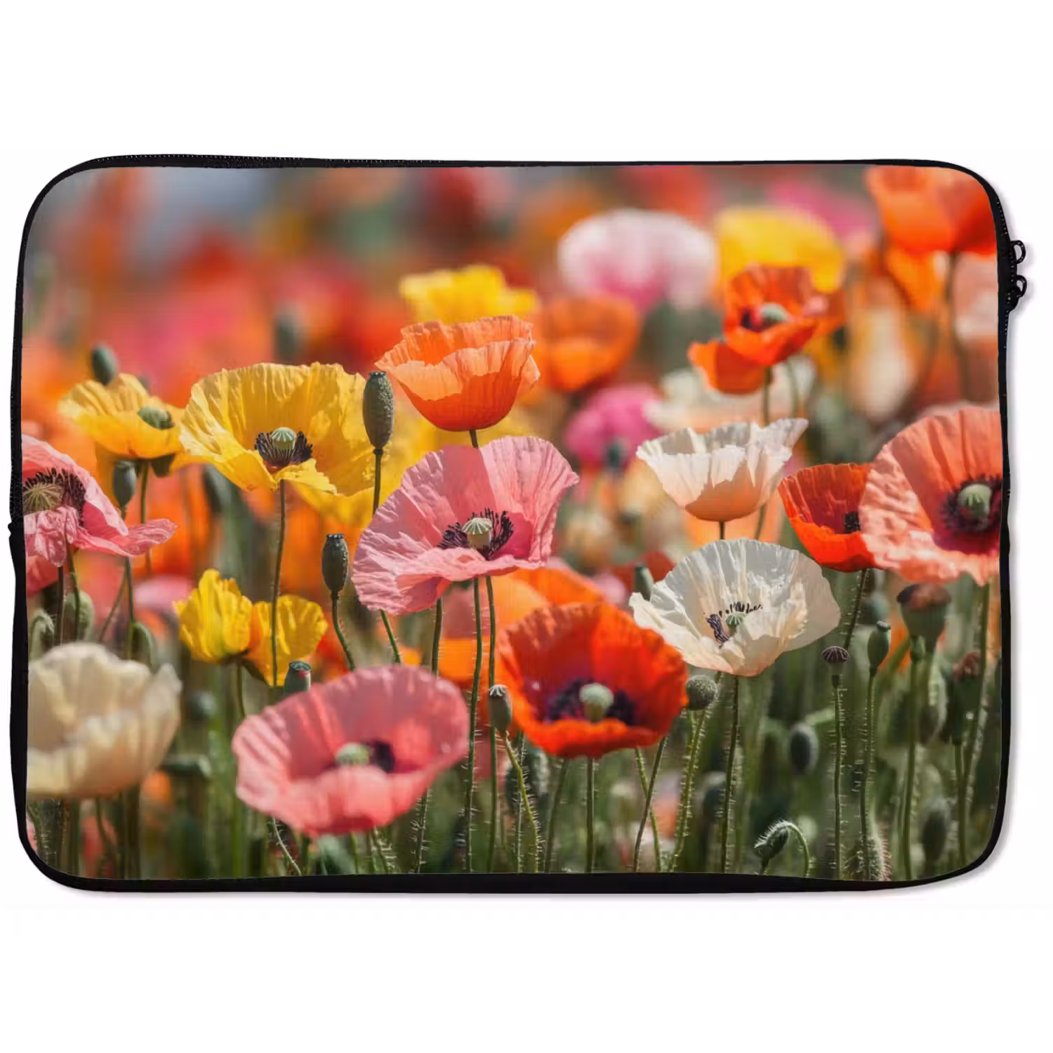 Bloemenveld - Klaprozen - Kleurrijk laptophoes neopreen klein -zkaufland3dotto