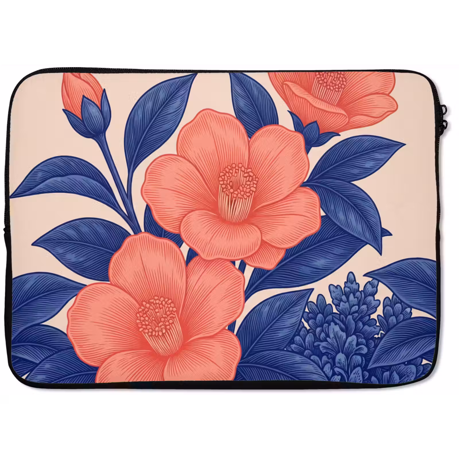 Laptop hülle - Blüten – Blätter – Botanik - Bloemen - Bladeren - Botanisch laptophoes neopreen klein