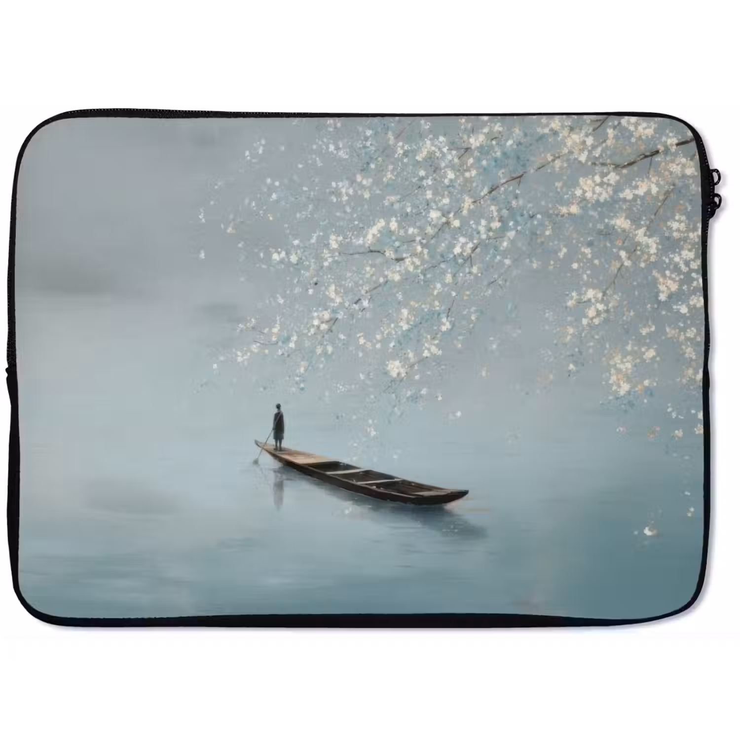 Bloesems - Minimalistisch - Wateroppervlak - Boot laptophoes neopreen klein -zkaufland3dotto