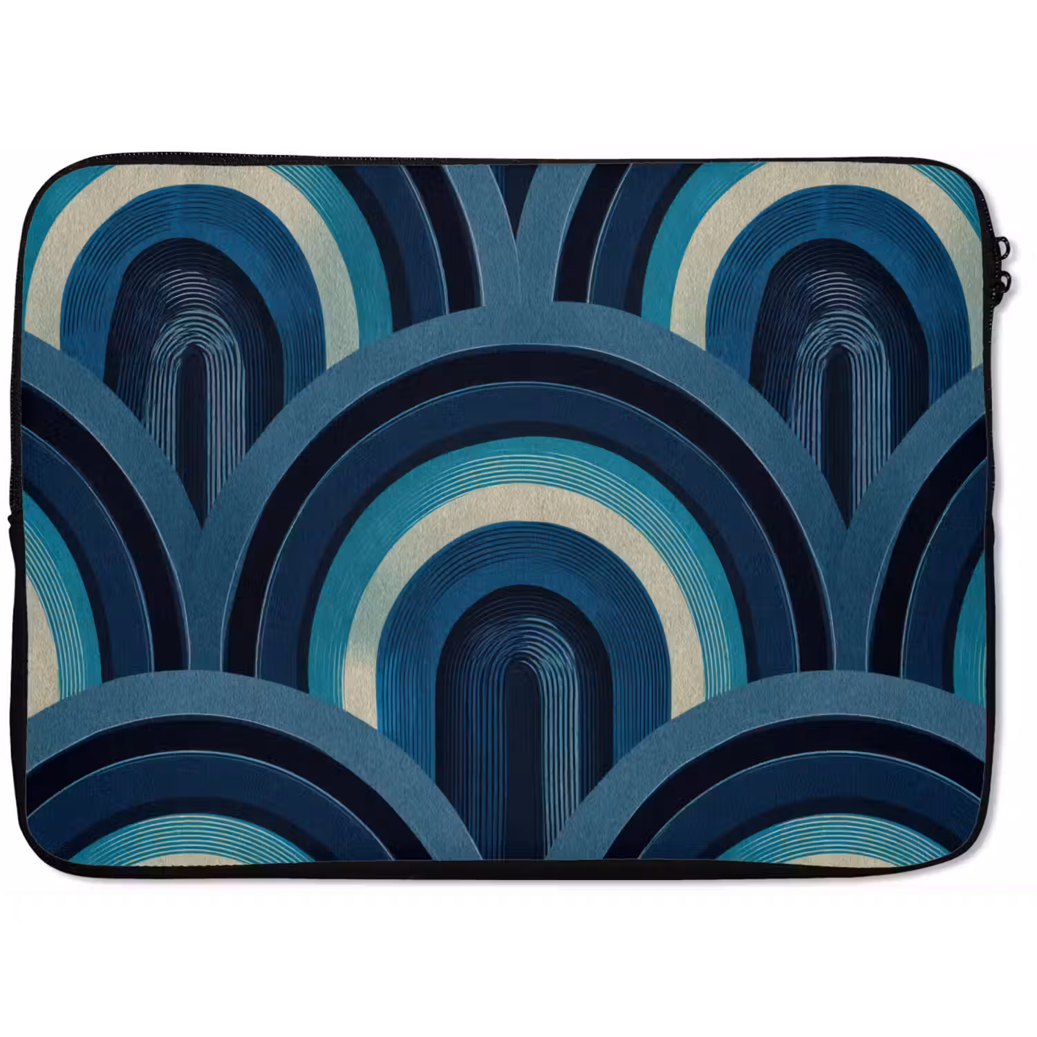 Bogen - Geometrisch - Patroon - Blauw - Retro laptophoes neopreen klein 279 -zkaufland3dotto