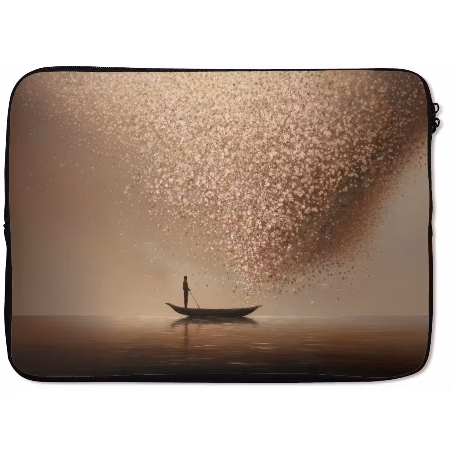 Bootje - Blaadjes - Goud - Water laptophoes neopreen klein -zkaufland3dotto