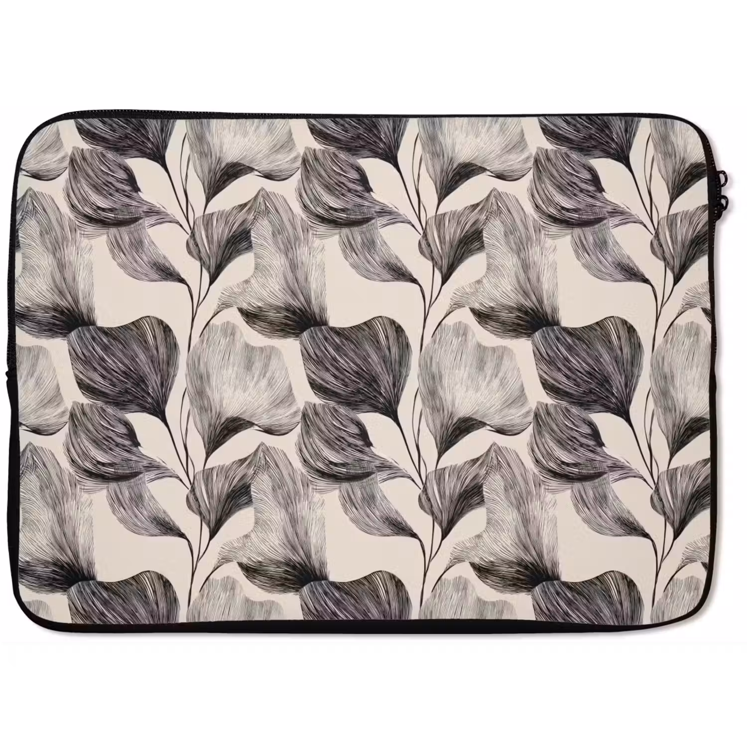 Botanisch - Bladeren - Zwart laptophoes neopreen klein 279 -zkaufland3dotto