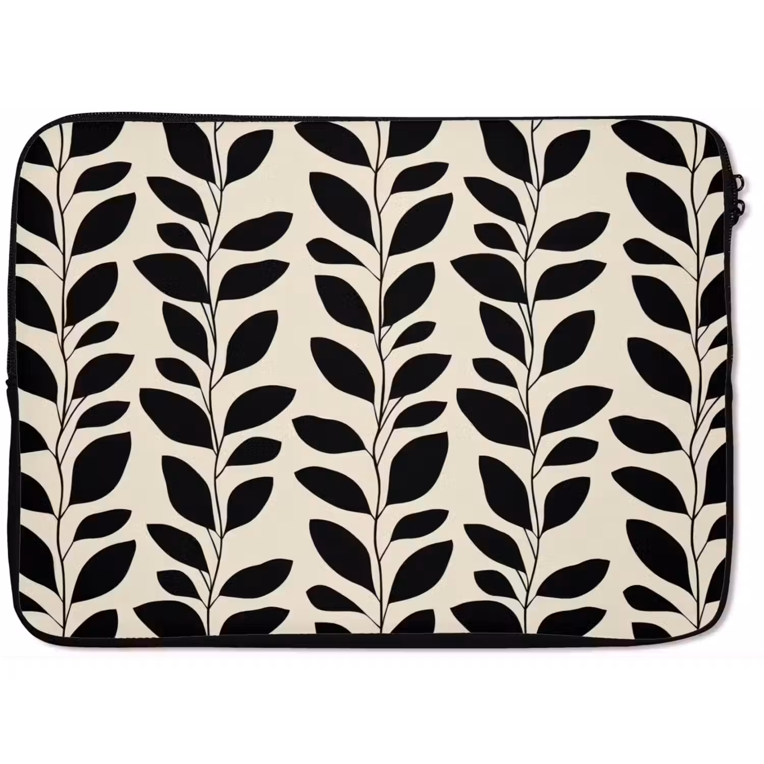 Botanisch - Dessin - Zwart - Beige laptophoes neopreen klein 279 -zkaufland3dotto