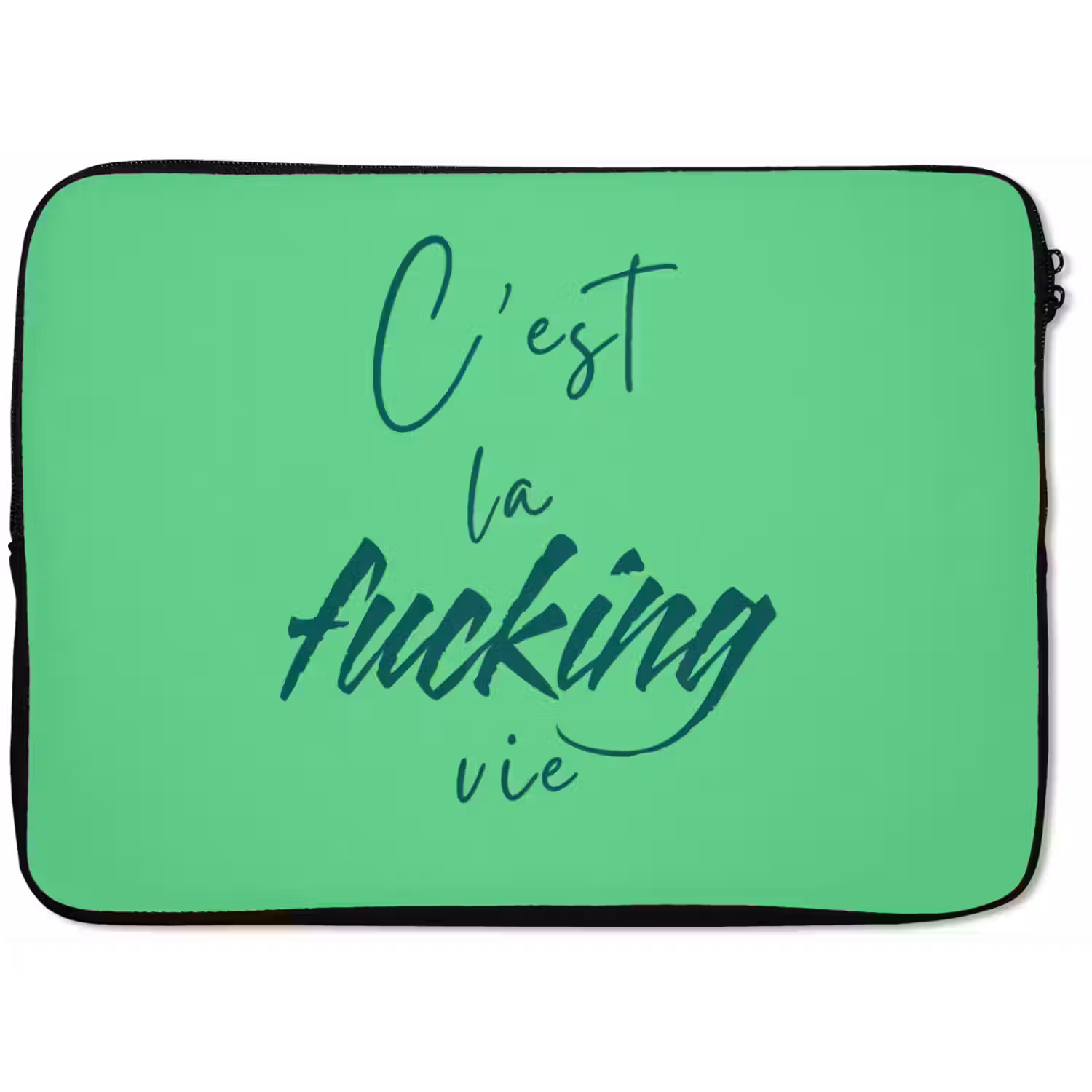 c'est la fucking vie - Groen - Penseelstijl laptophoes neopreen klein -zkaufland3dotto