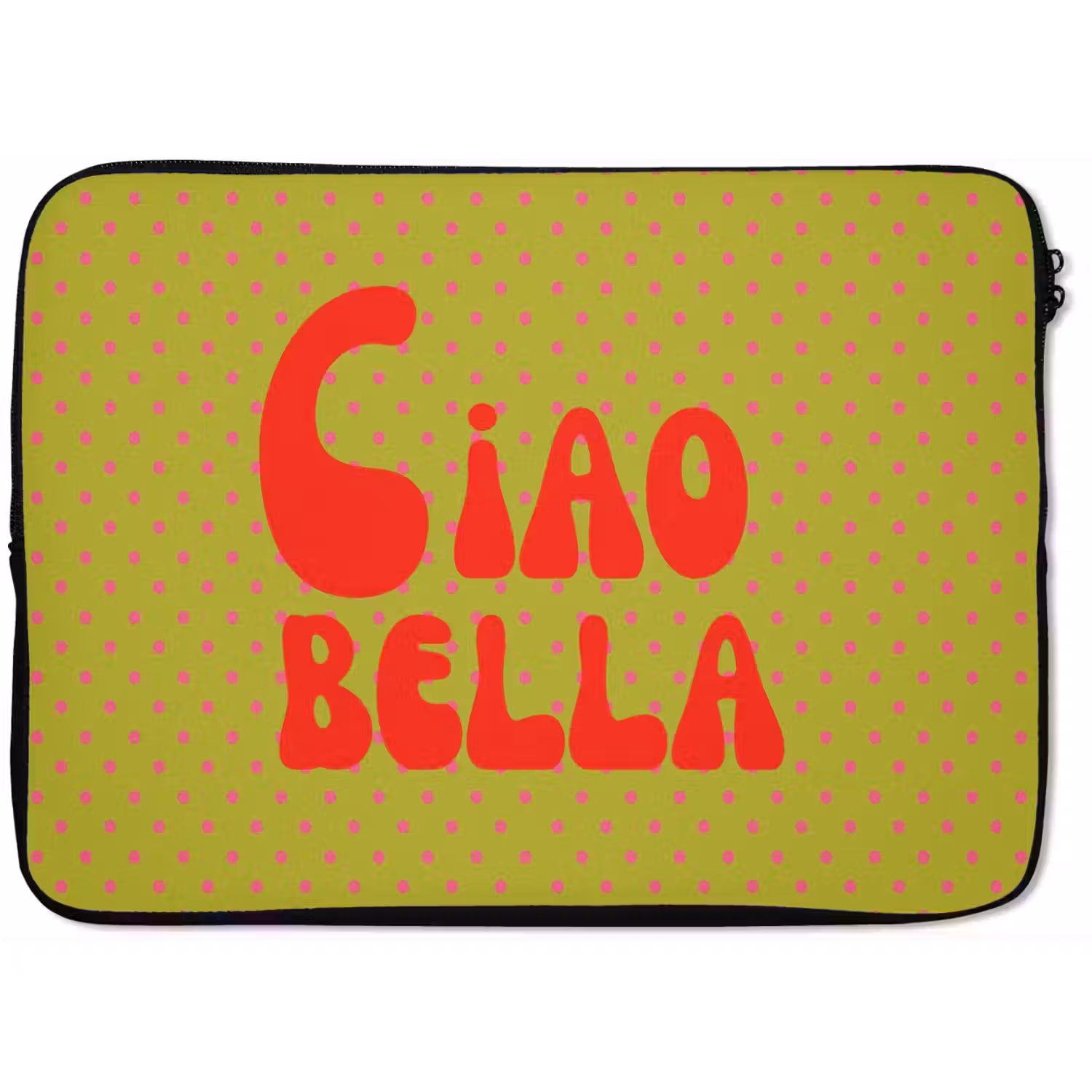Ciao bella - Rood - Groen - Stippen laptophoes neopreen klein -zkaufland3dotto